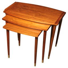 Mid-Century Walnut & Brass "#324" Nesting Tables