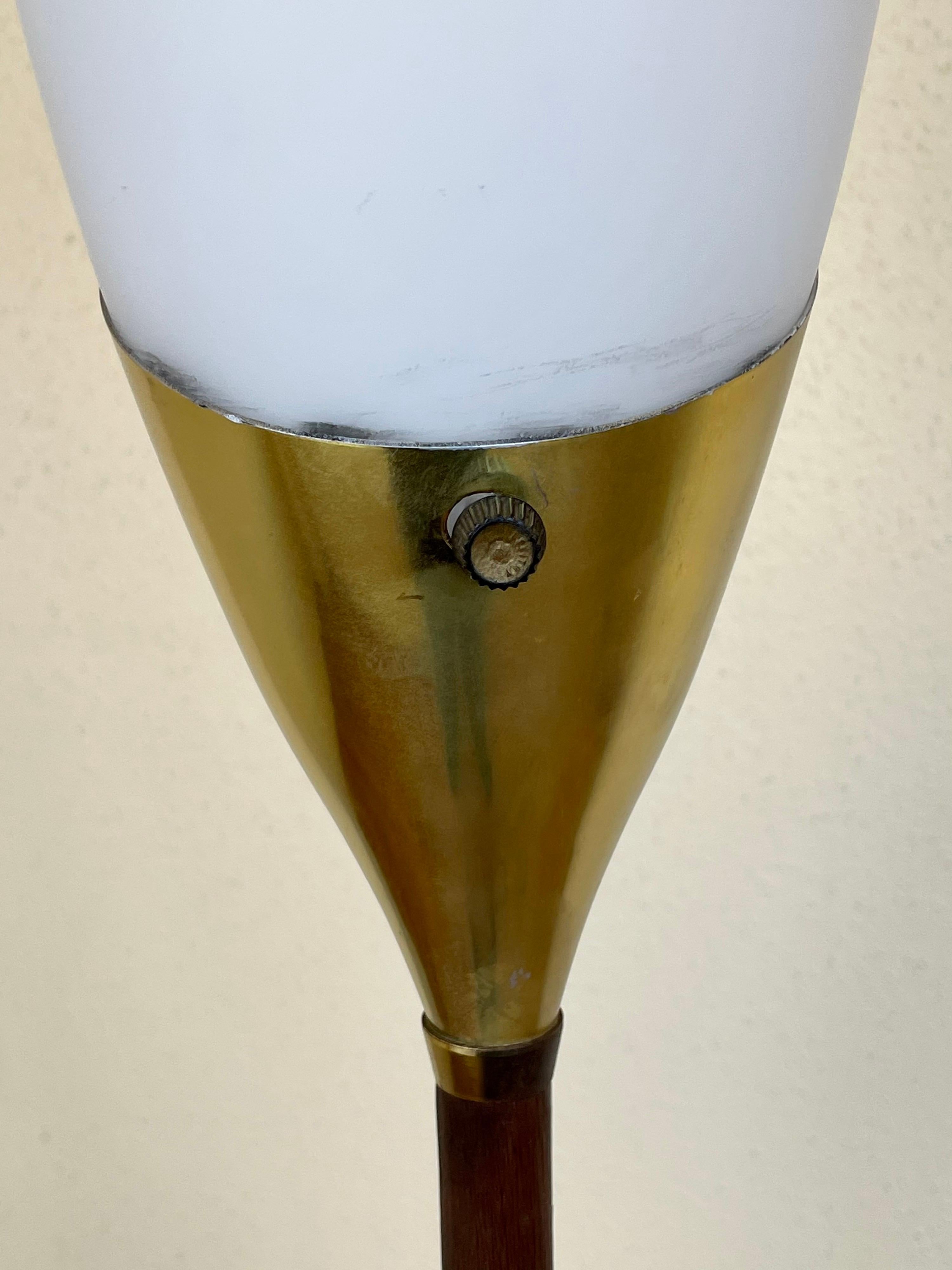 Mid-Century Modern Mid Century Walnut & Brass by Laurel Floor Lamp with Tulip Shade