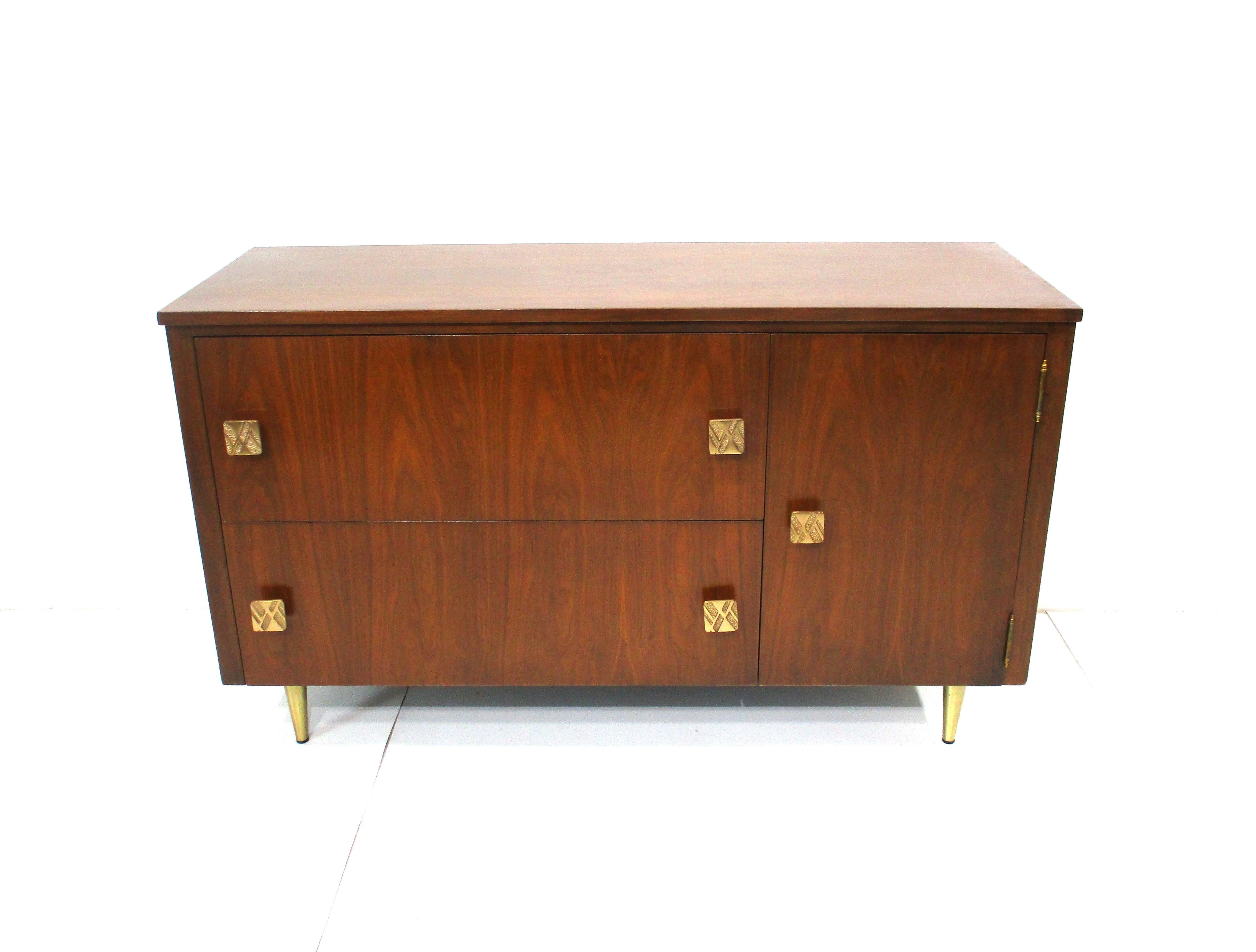 Mid Century Walnut / Brass Cabinet in the style of Widdicomb  5