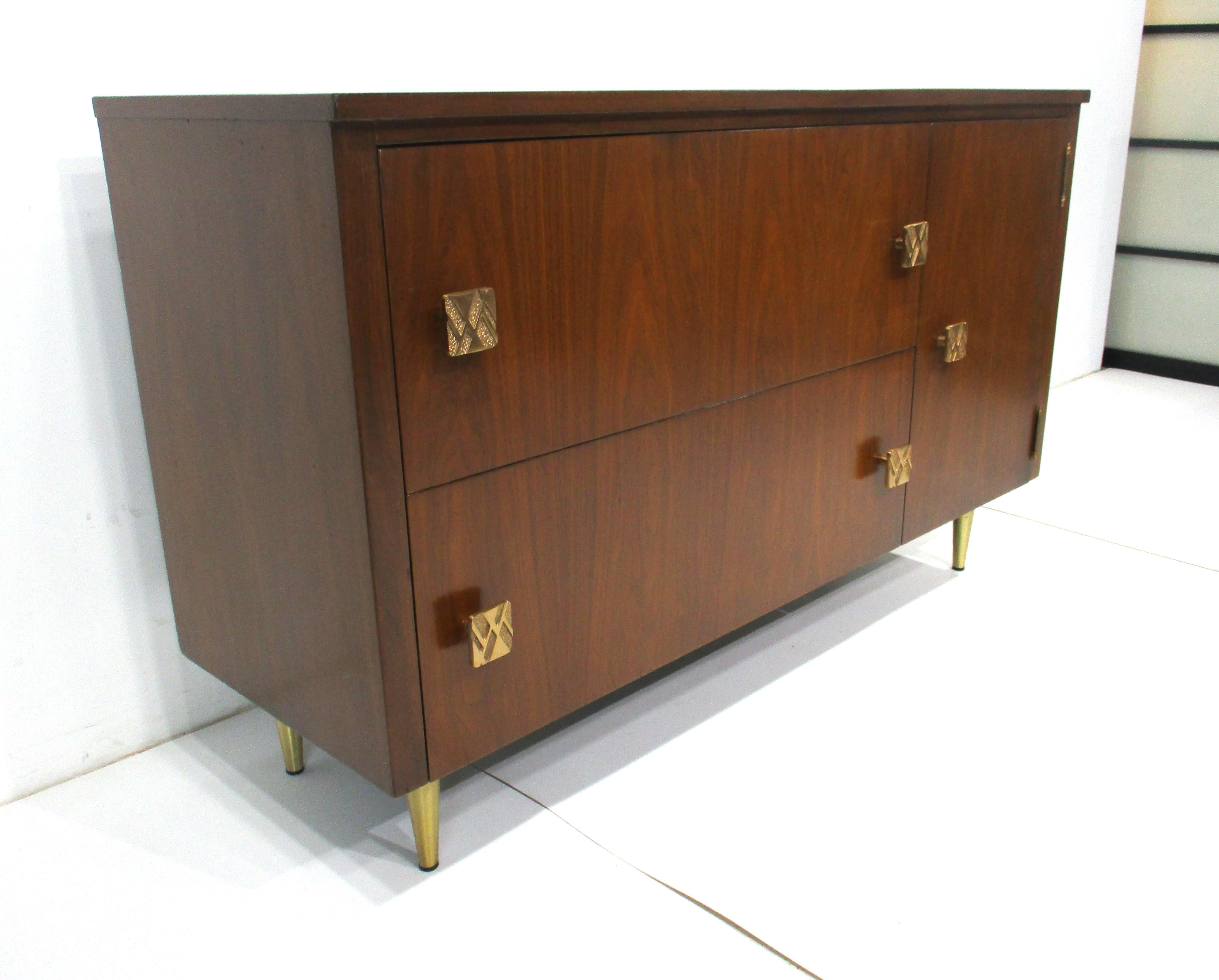 American Mid Century Walnut / Brass Cabinet in the style of Widdicomb 