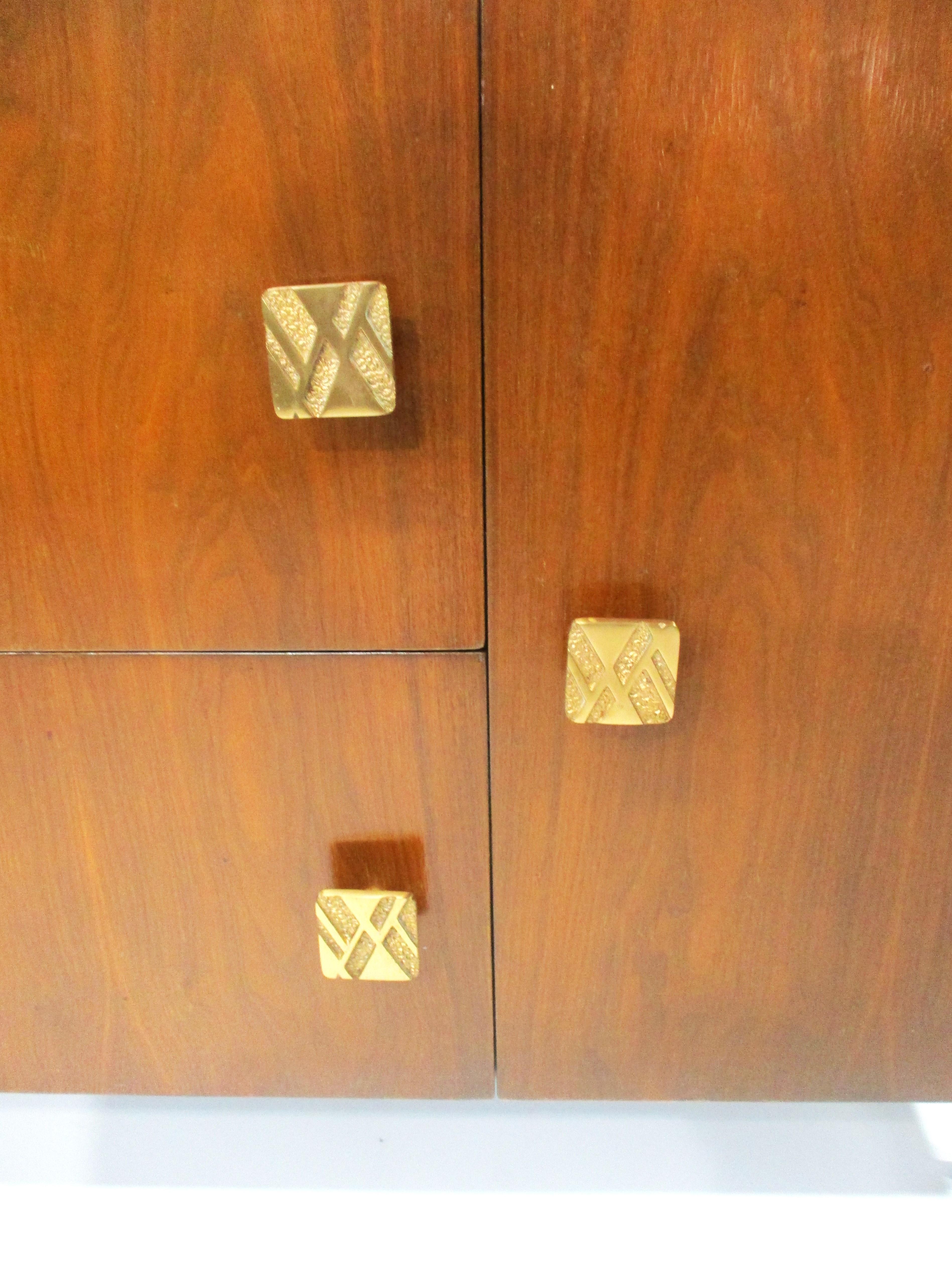 Mid Century Walnut / Brass Cabinet in the style of Widdicomb  1