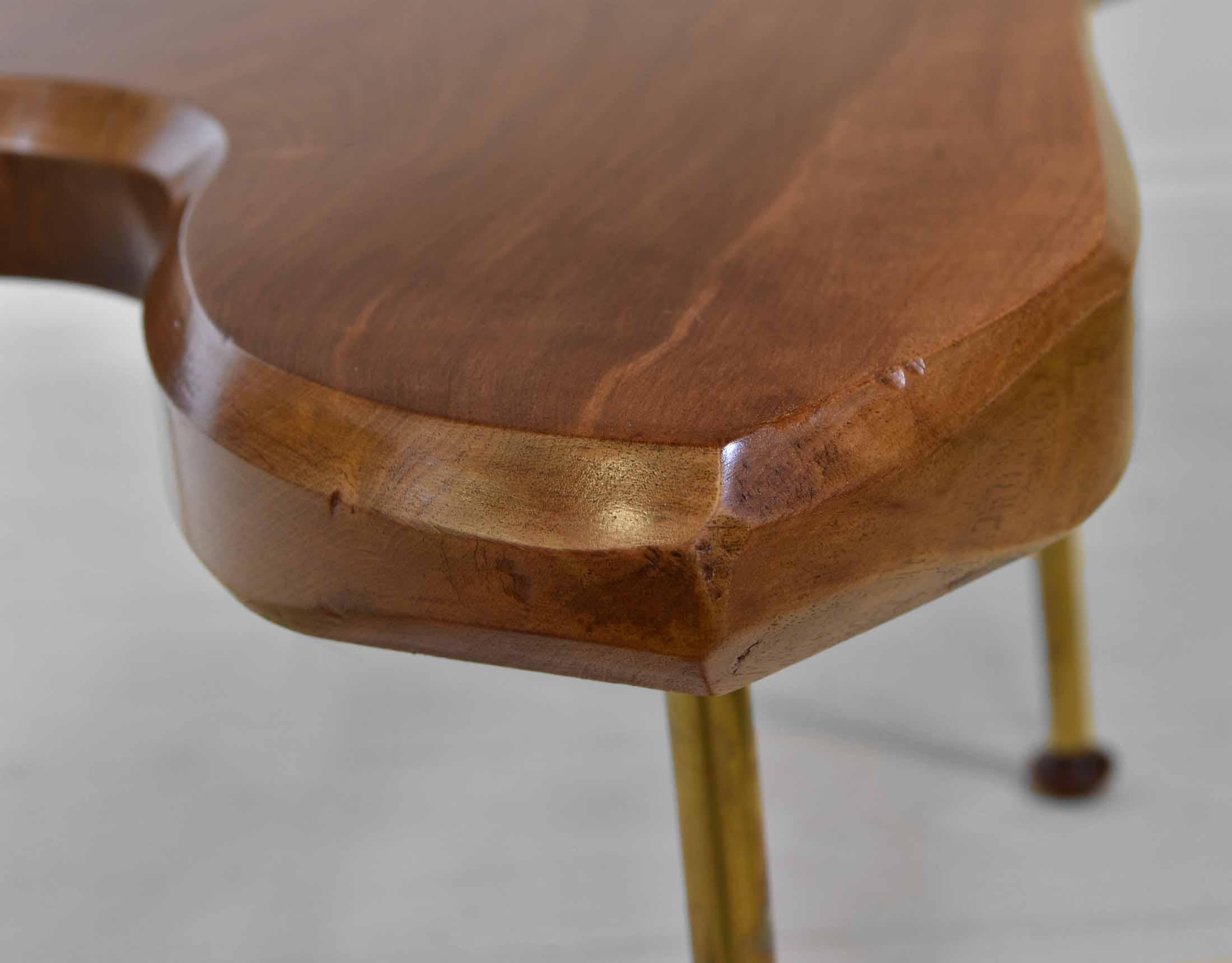 20th Century Mid Century Walnut & Brass Coffee Side Table For Sale