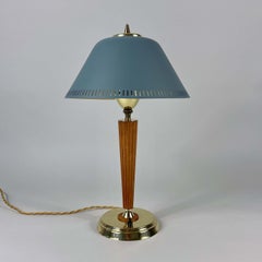 Mid-Century Walnut & Brass Table Lamp attr. Erik Tidstrand, Sweden 1940s