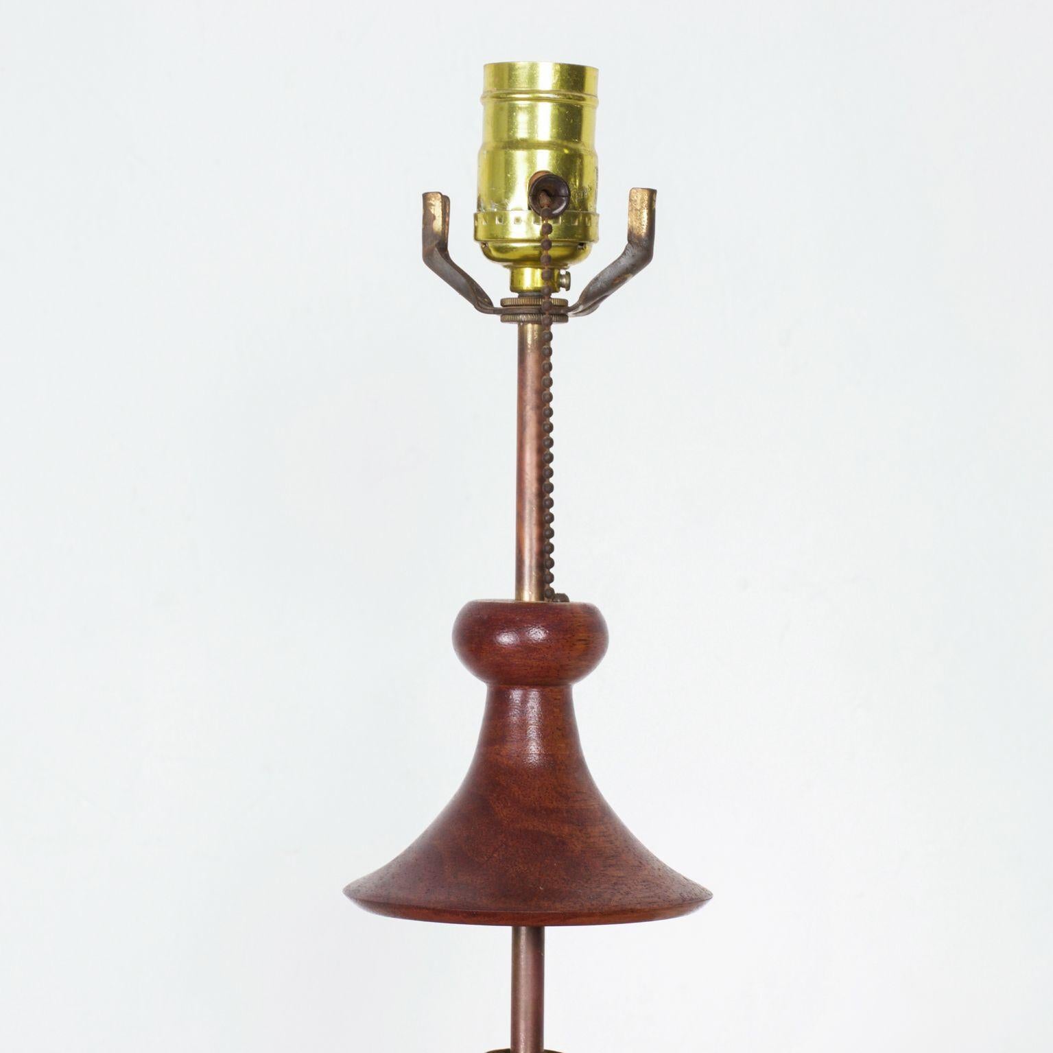 American 1950s Solid Walnut & Brass Table Lamp Sculptural Style Tony Paul, Westwood CA