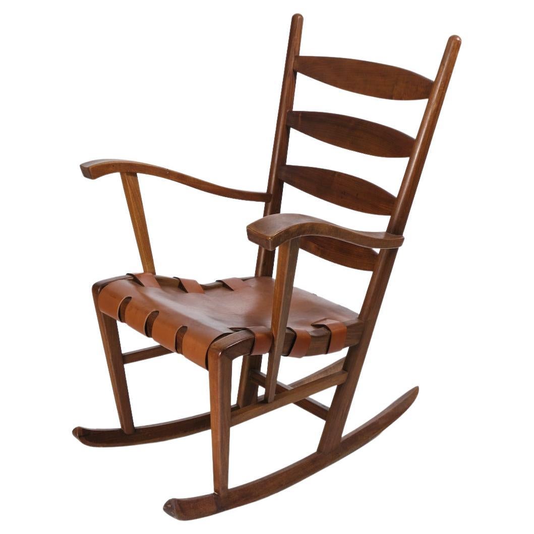 Mid-Century Walnut Brazilian Rocking Chair For Sale