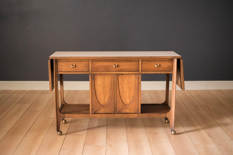 Mid Century Walnut Broyhill Brasilia Bar Cart For Sale At 1stdibs