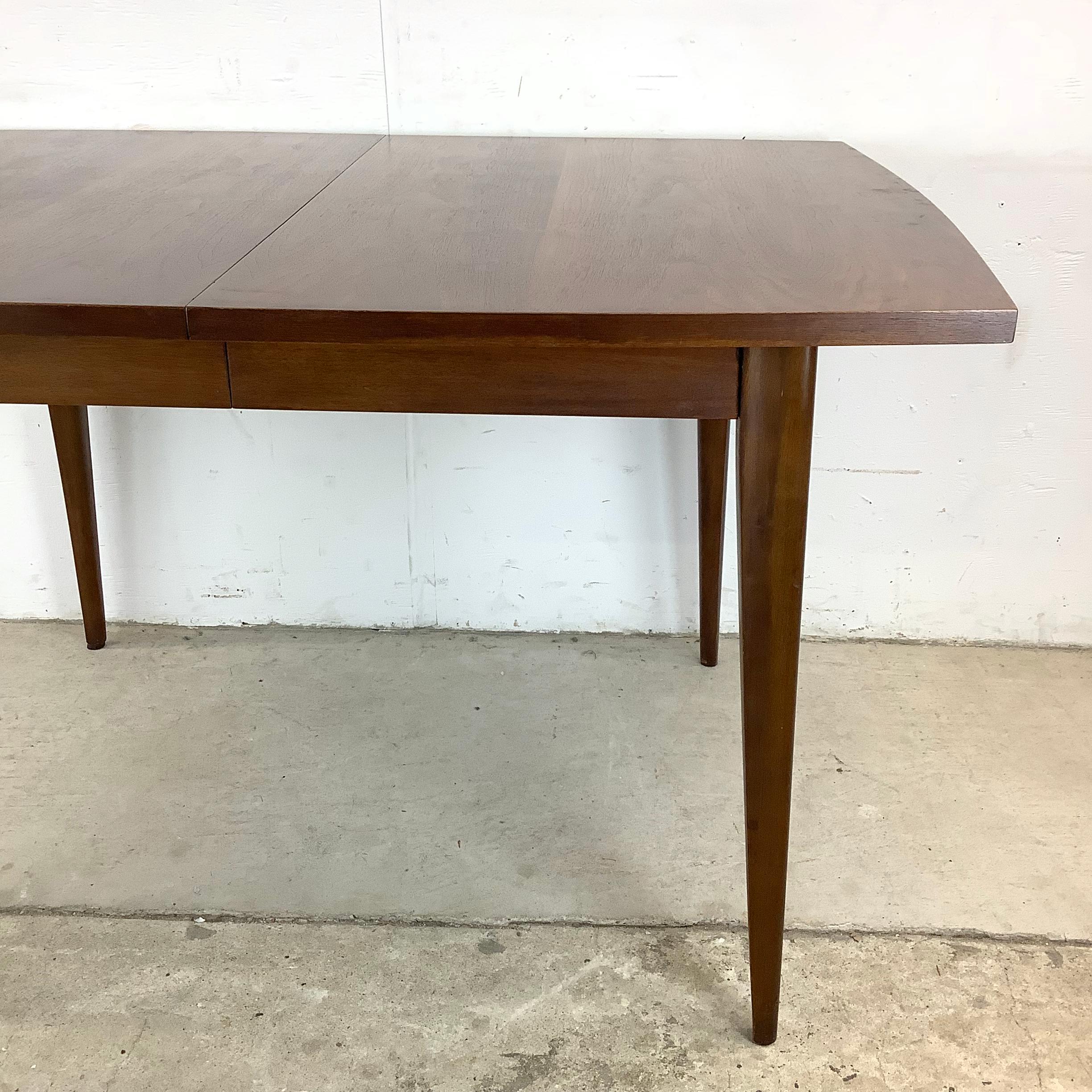 Mid-Century Modern Mid-Century Walnut Broyhill Saga Dining Table With Leaf