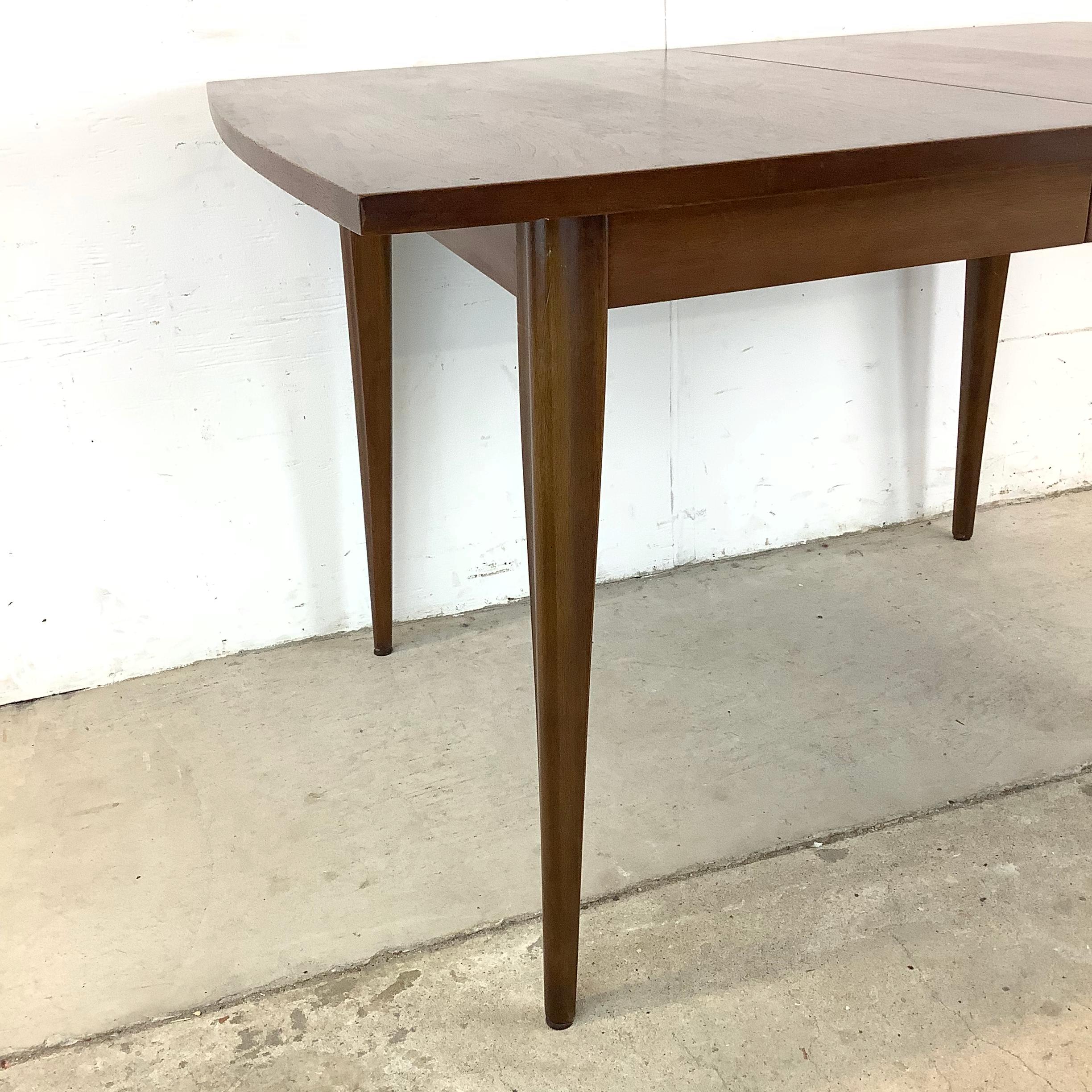 American Mid-Century Walnut Broyhill Saga Dining Table With Leaf For Sale