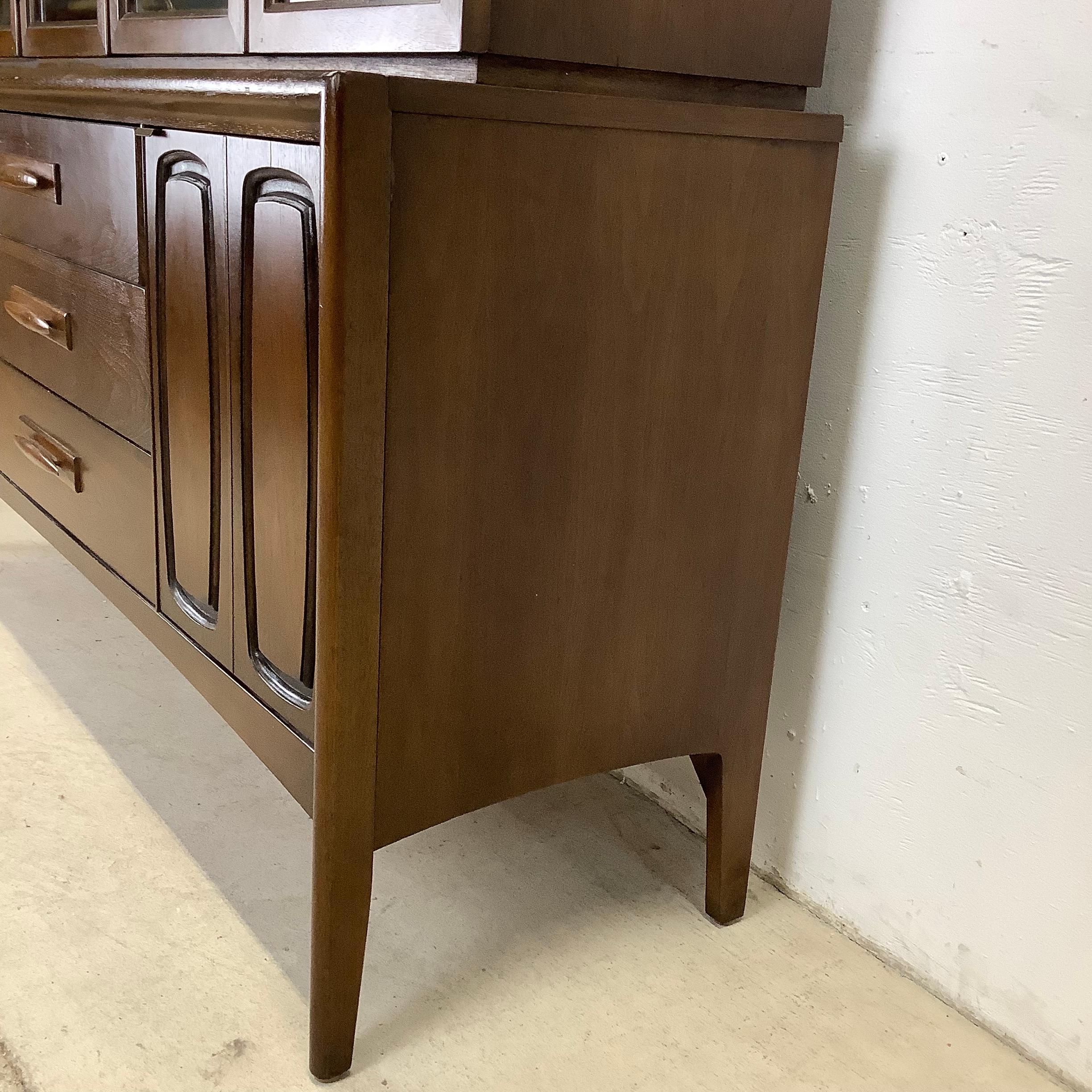 Mid-Century Walnut Broyhill Sideboard with Display Cabinet 3