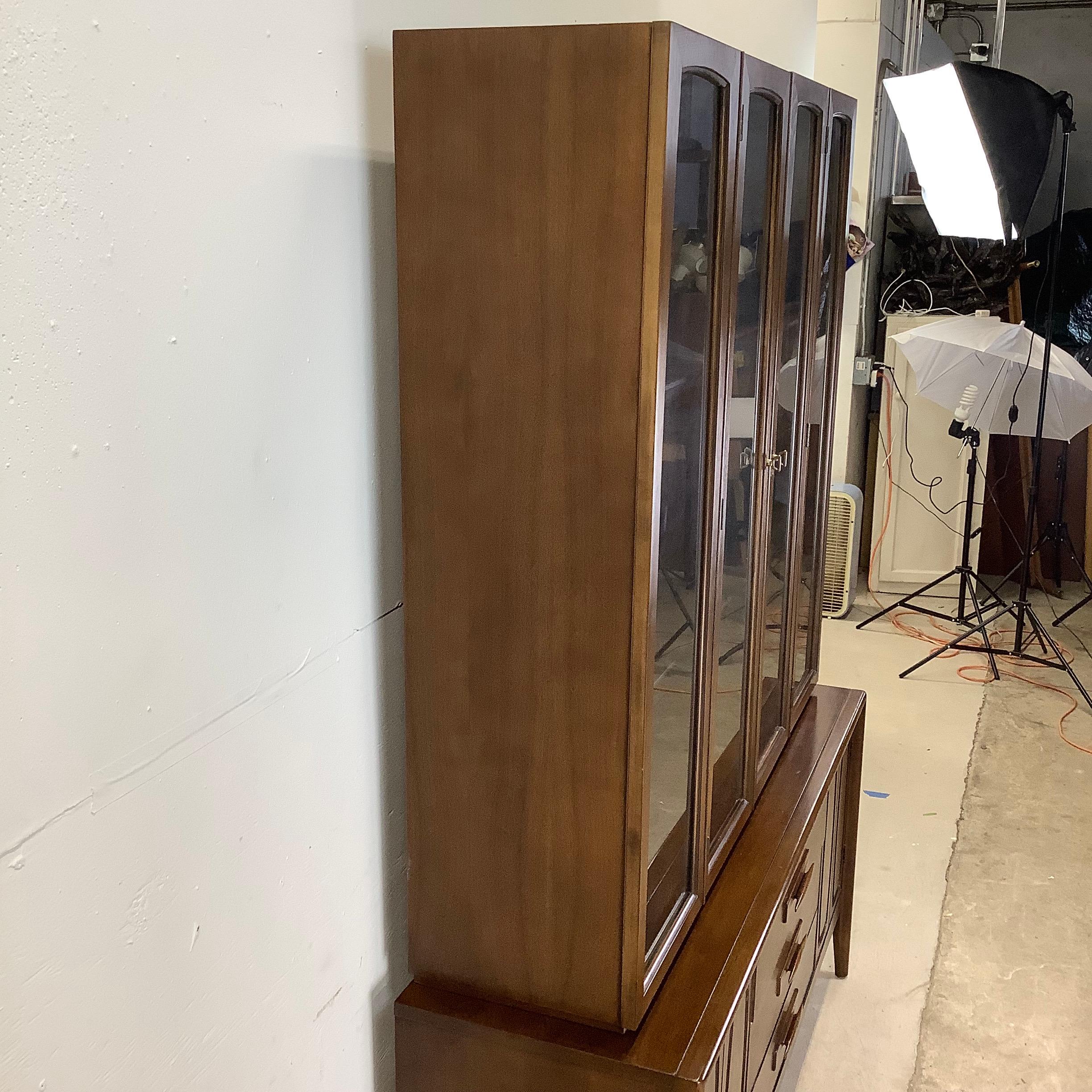 Mid-Century Walnut Broyhill Sideboard with Display Cabinet 4