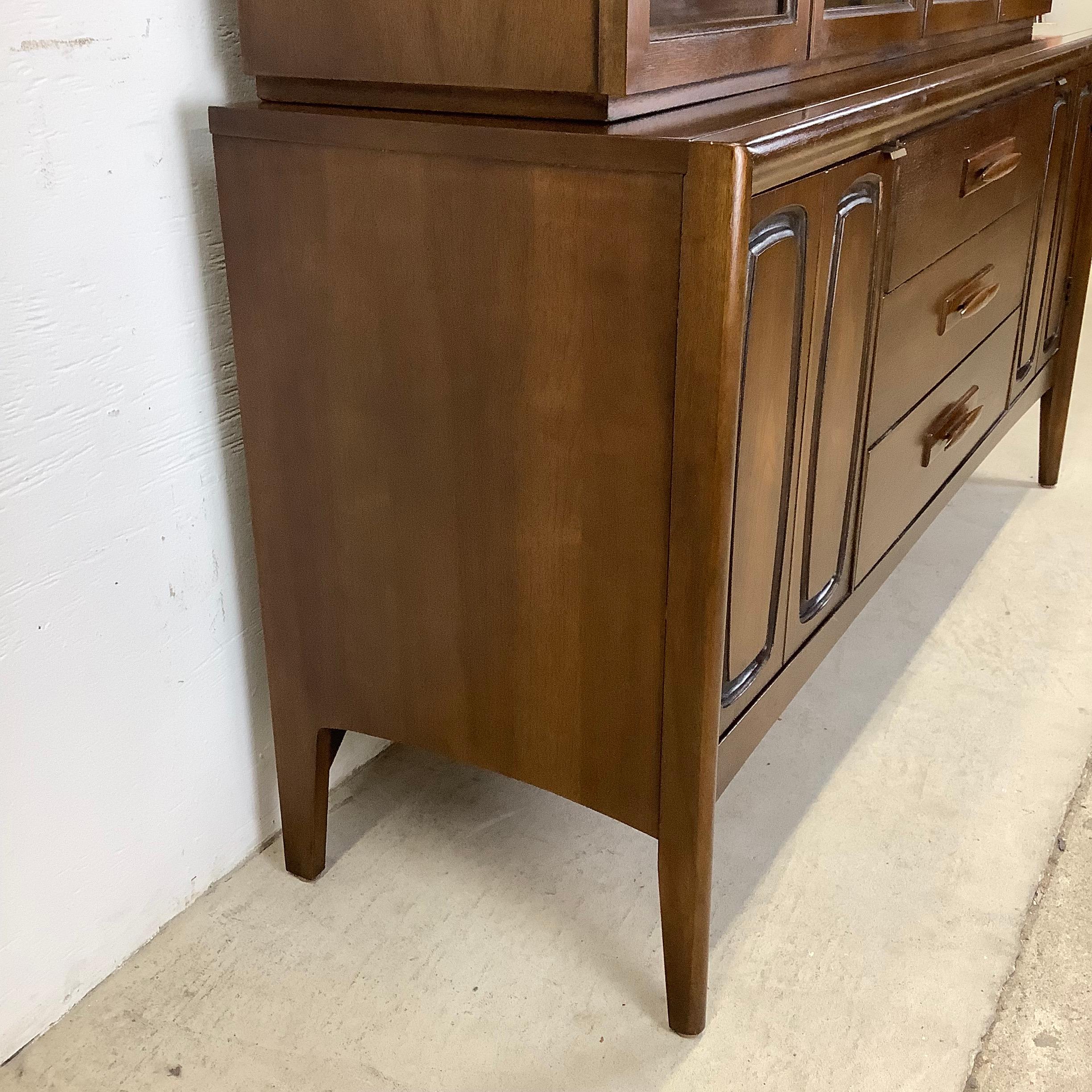 Mid-Century Walnut Broyhill Sideboard with Display Cabinet 5