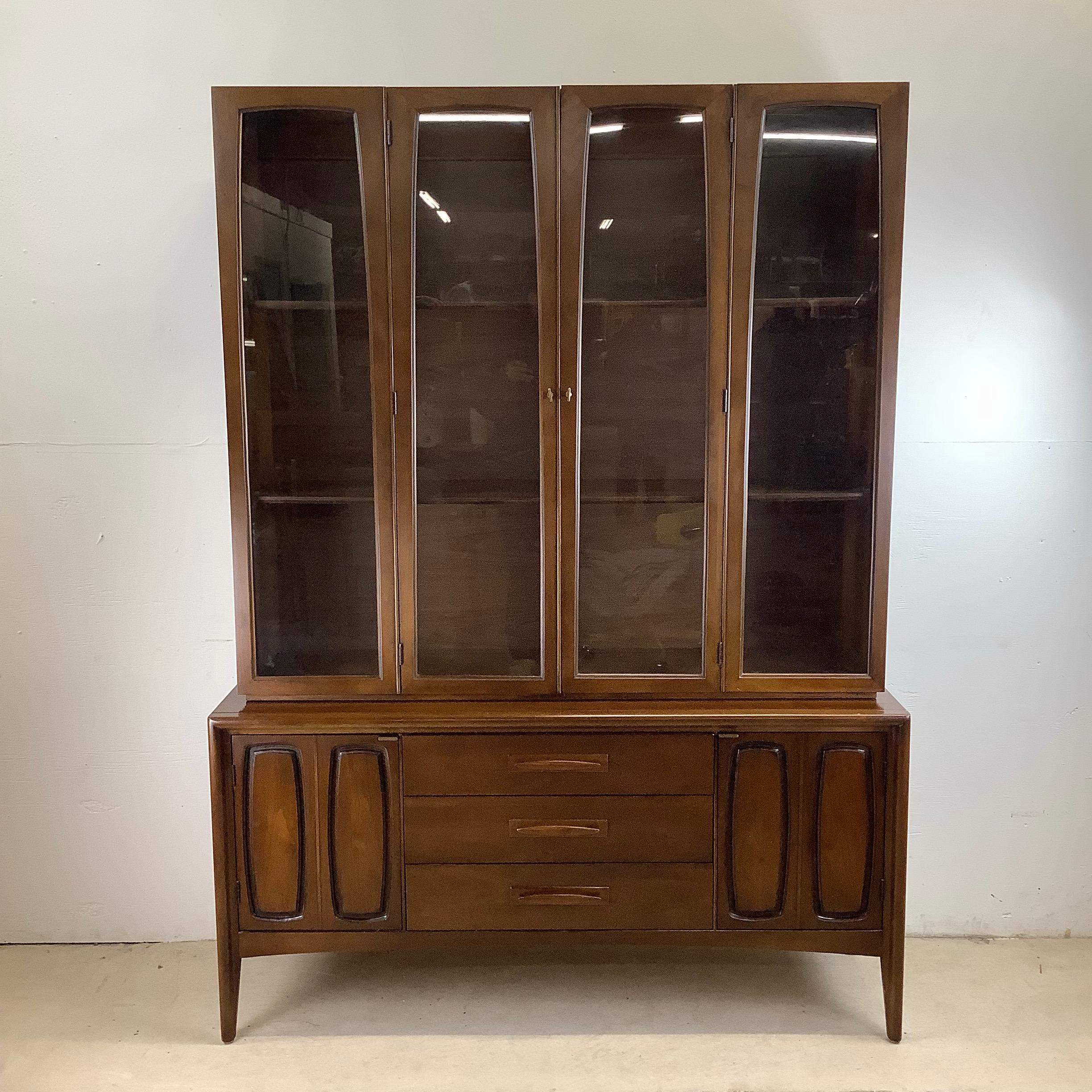 Mid-Century Walnut Broyhill Sideboard with Display Cabinet 10