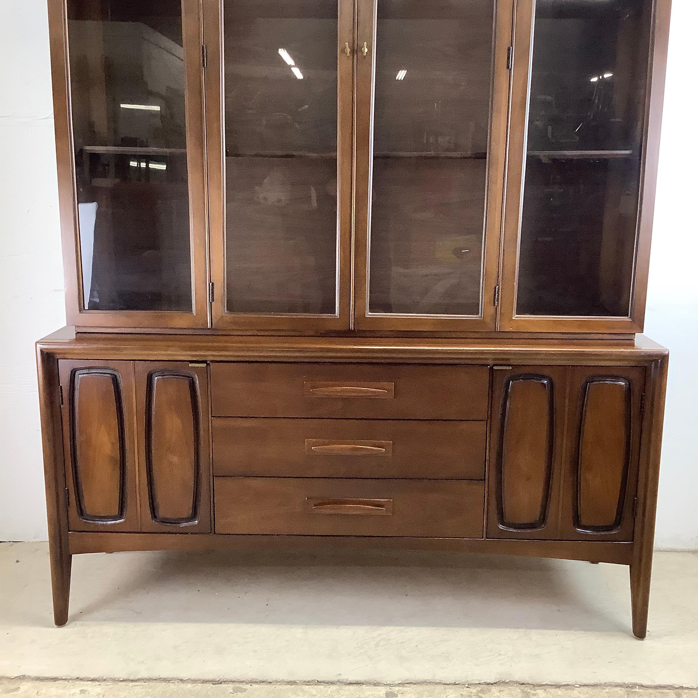 Mid-Century Walnut Broyhill Sideboard with Display Cabinet 11