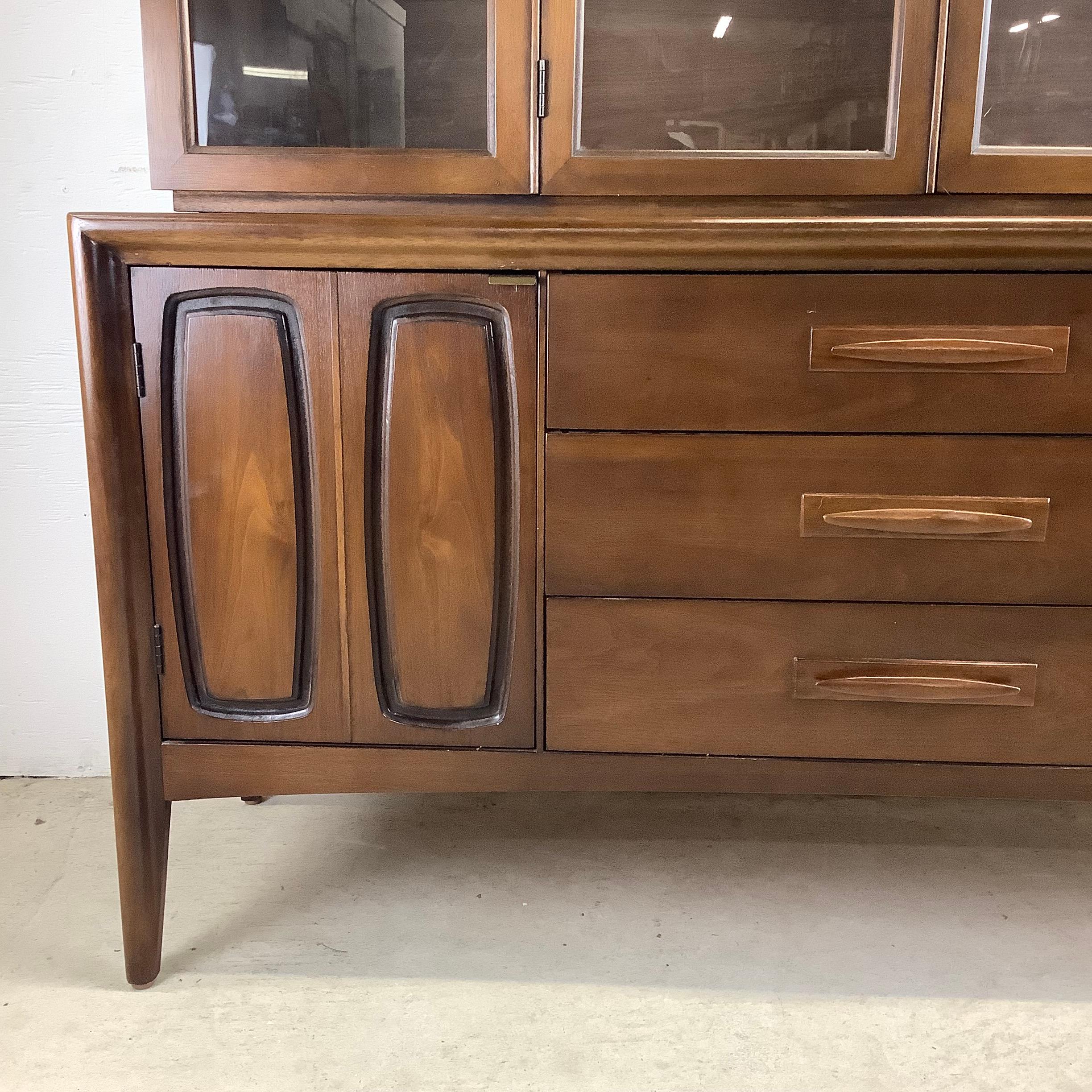 Mid-Century Modern Mid-Century Walnut Broyhill Sideboard with Display Cabinet