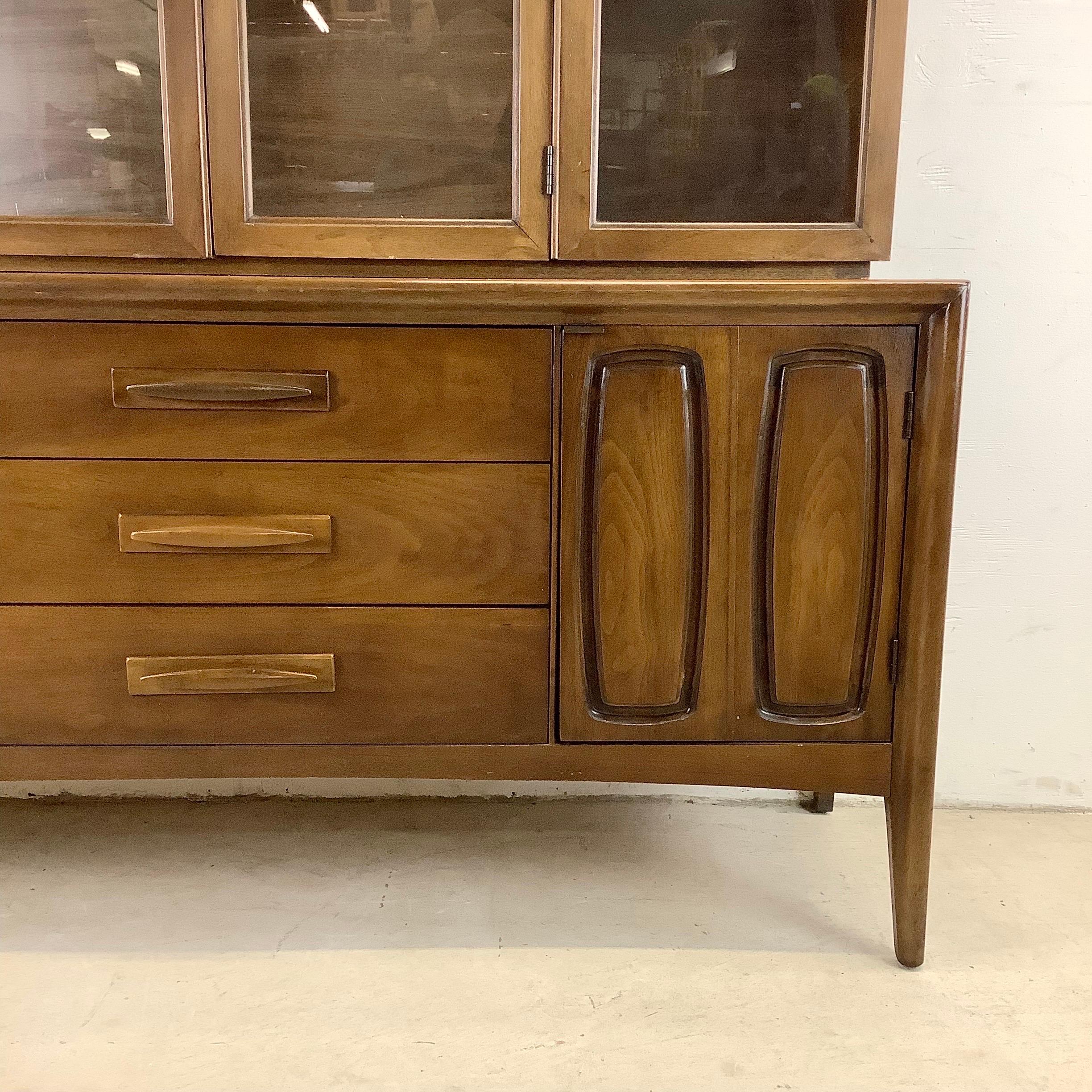 Other Midcentury Walnut Broyhill Sideboard with Display Cabinet