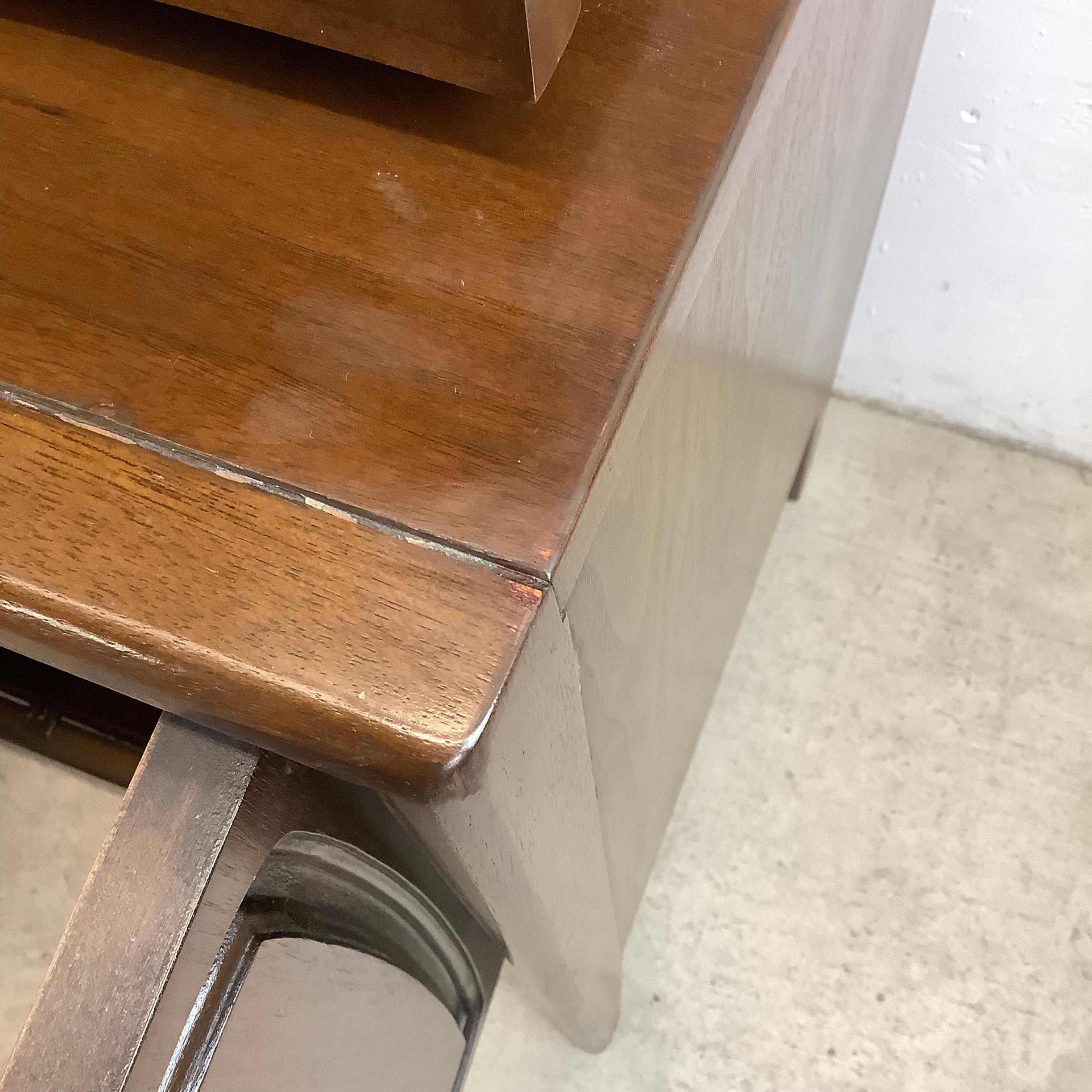 Wood Mid-Century Walnut Broyhill Sideboard with Display Cabinet