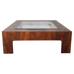 Mid Century Walnut Burl Coffee Table by Milo Baughman