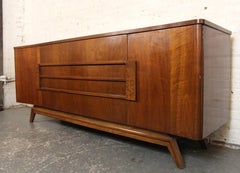 Mid-Century Walnut & Burl Dresser w/ Curved Top