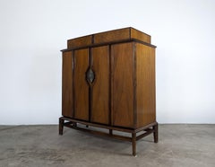 Mid Century Walnut & Burl Highboy Chest Dresser by Helen & Hobey Baker, c1960s