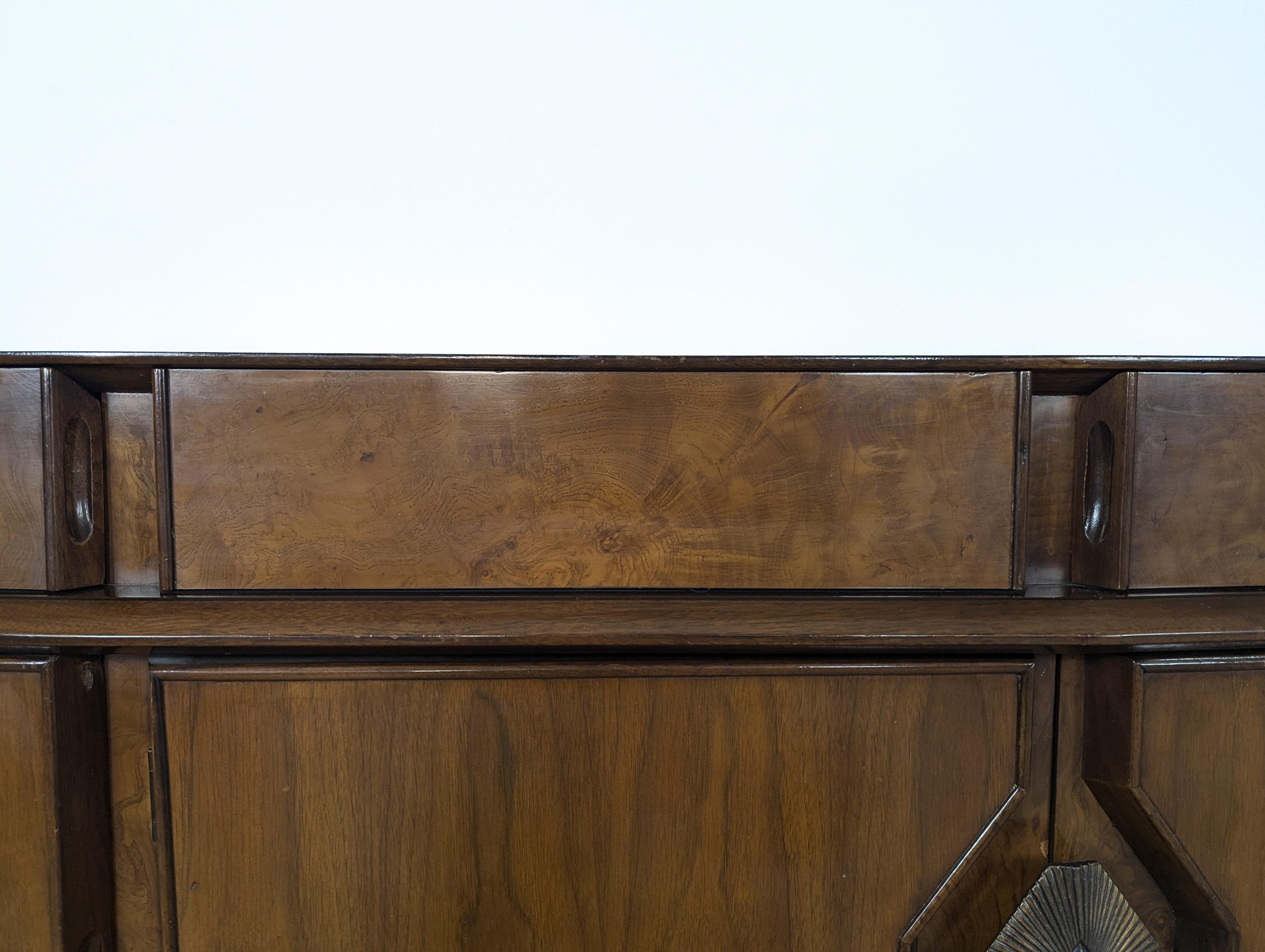 Mid Century Walnut & Burl Lowboy Credenza/Buffet by Helen & Hobey Baker, c1960s In Good Condition In Chino Hills, CA