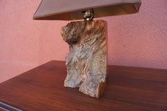 Midcentury Walnut Burl Table Lamp