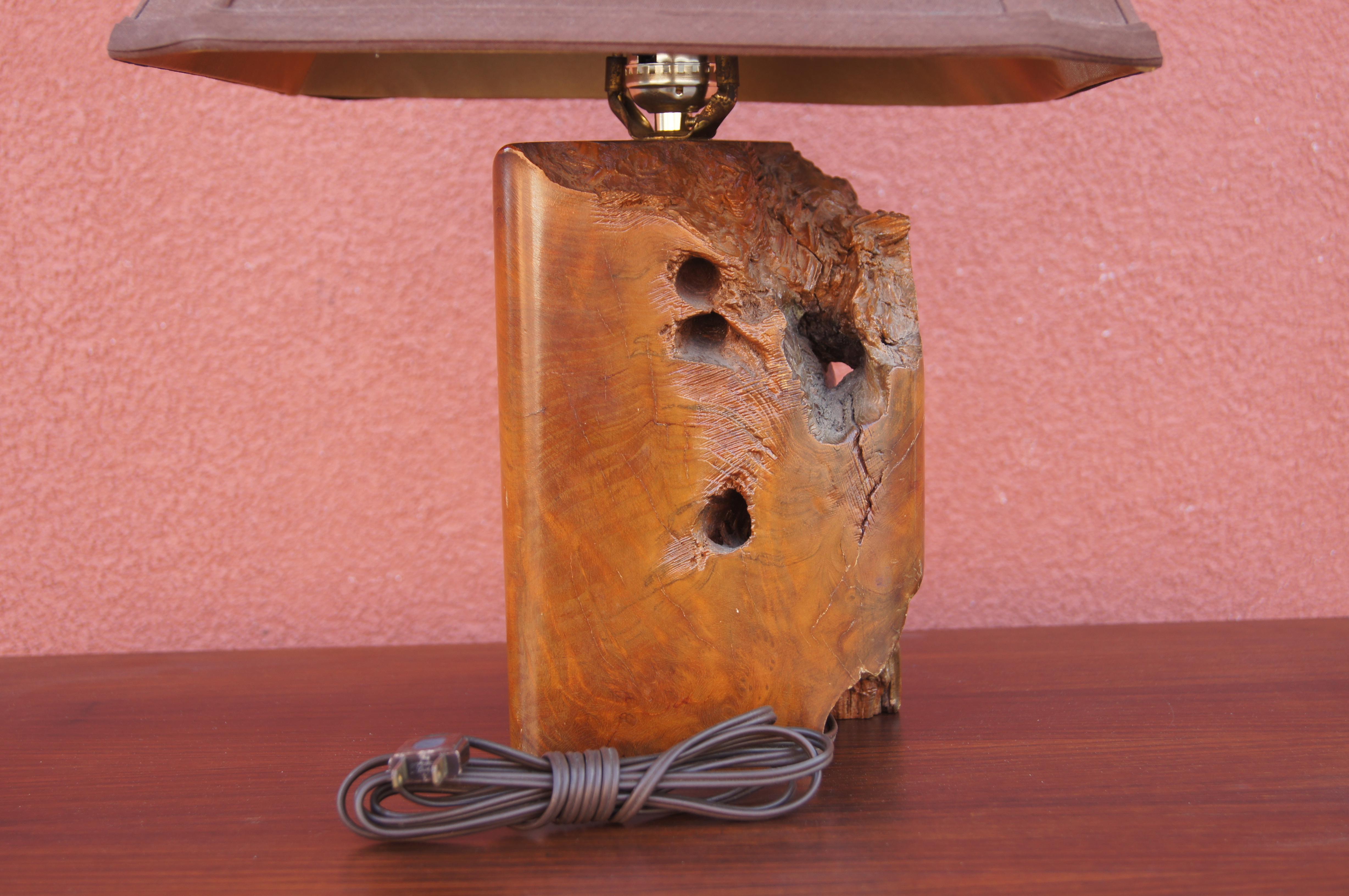 Mid-Century Modern Midcentury Walnut Burl Table Lamp For Sale