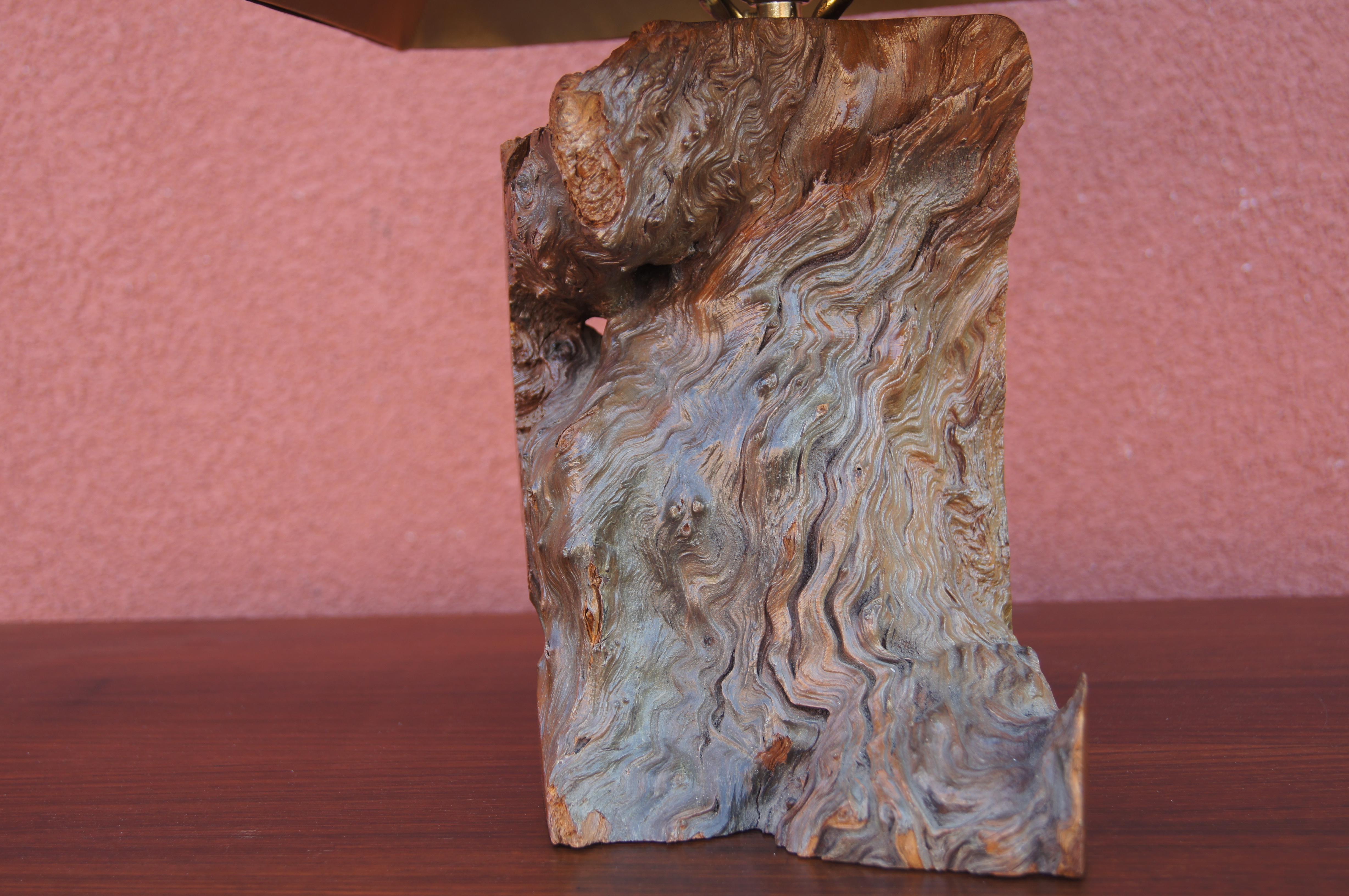 Midcentury Walnut Burl Table Lamp In Good Condition For Sale In Dorchester, MA