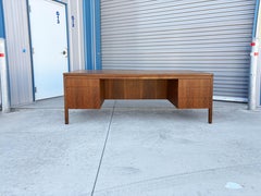Mid-Century Walnut & Burl Wood Executive Desk by Hiebert, 1960s