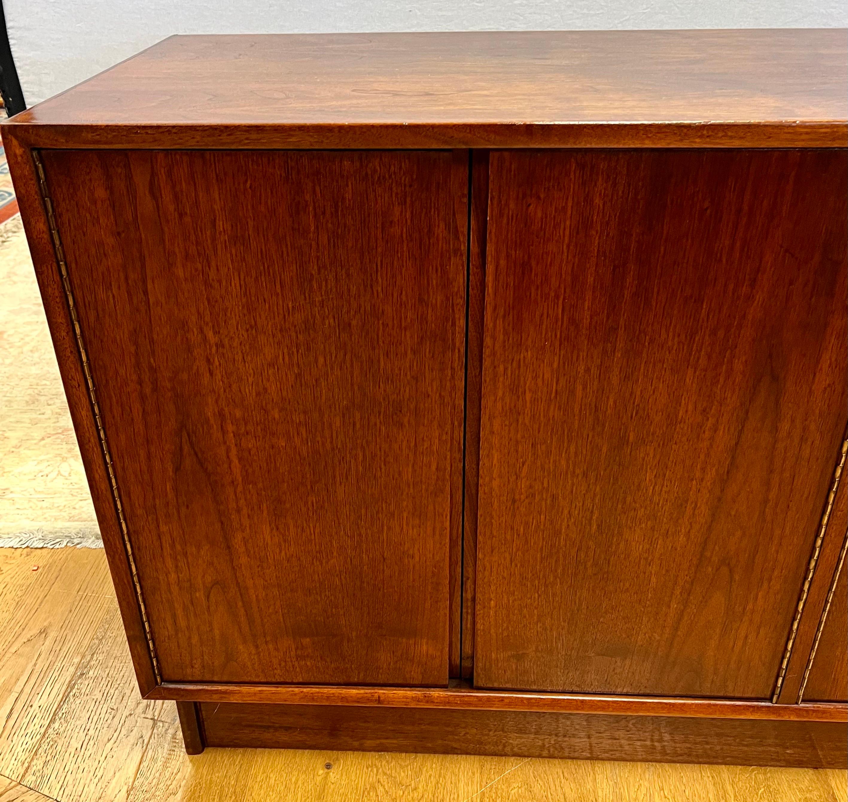 Teak Mid Century Walnut Cabinet Credenza Sideboard Buffet Bar by Foster-McDavid USA