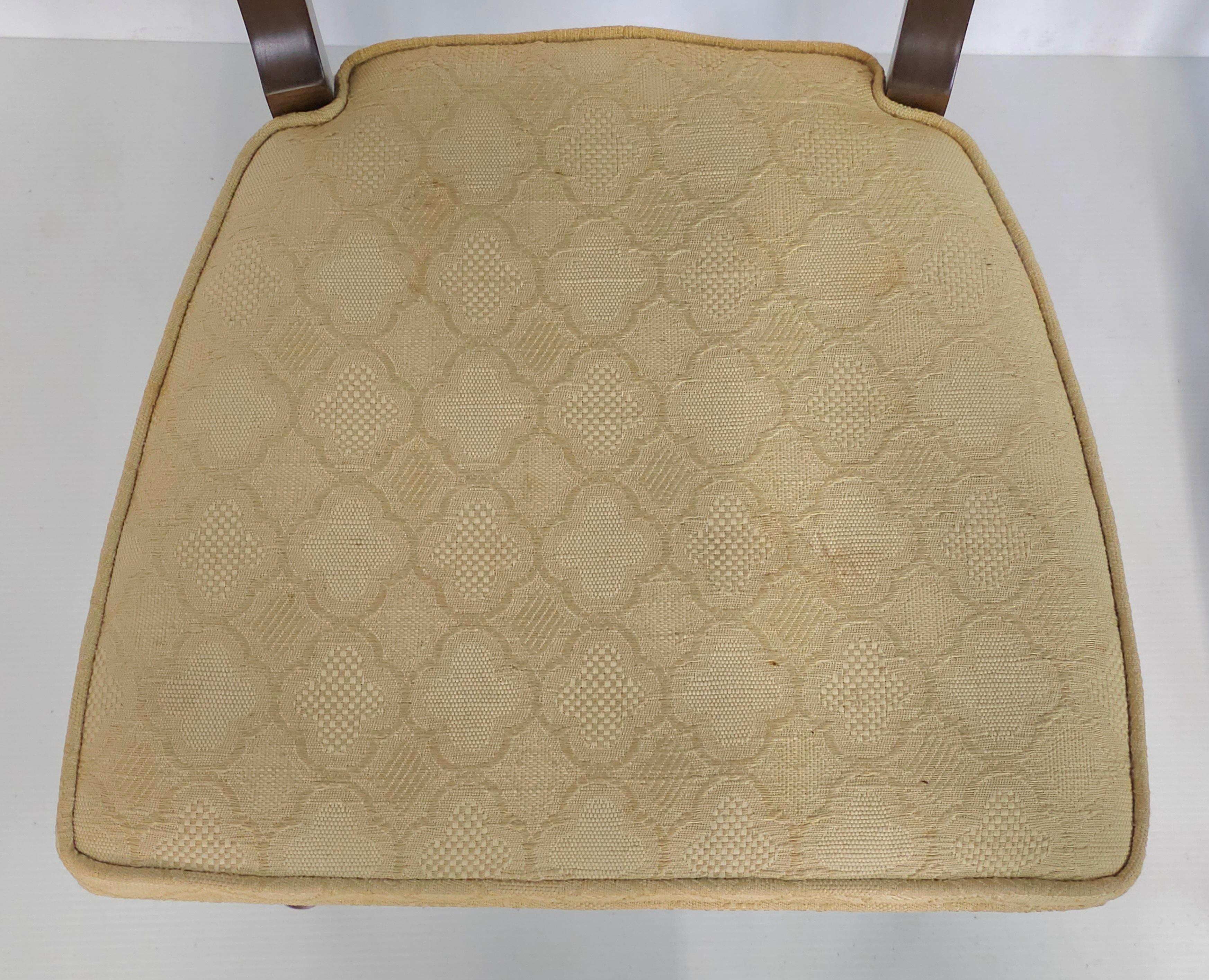 Stained Mid-Century Walnut Cane Back and Upholstered Side Chair For Sale