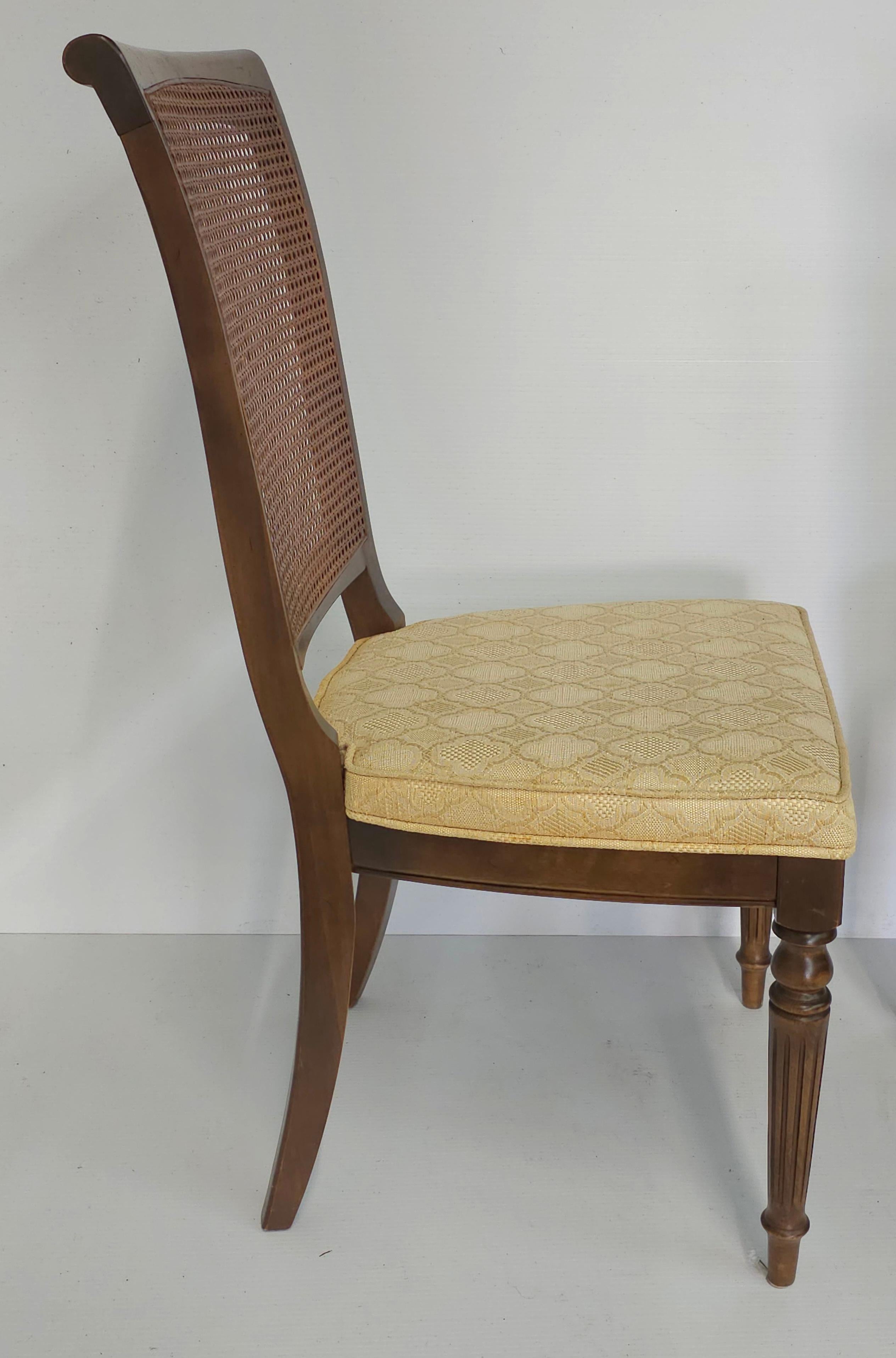 Mid-Century Walnut Cane Back and Upholstered Side Chair In Good Condition For Sale In Germantown, MD