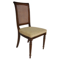 Mid-Century Walnut Cane Back and Upholstered Side Chair