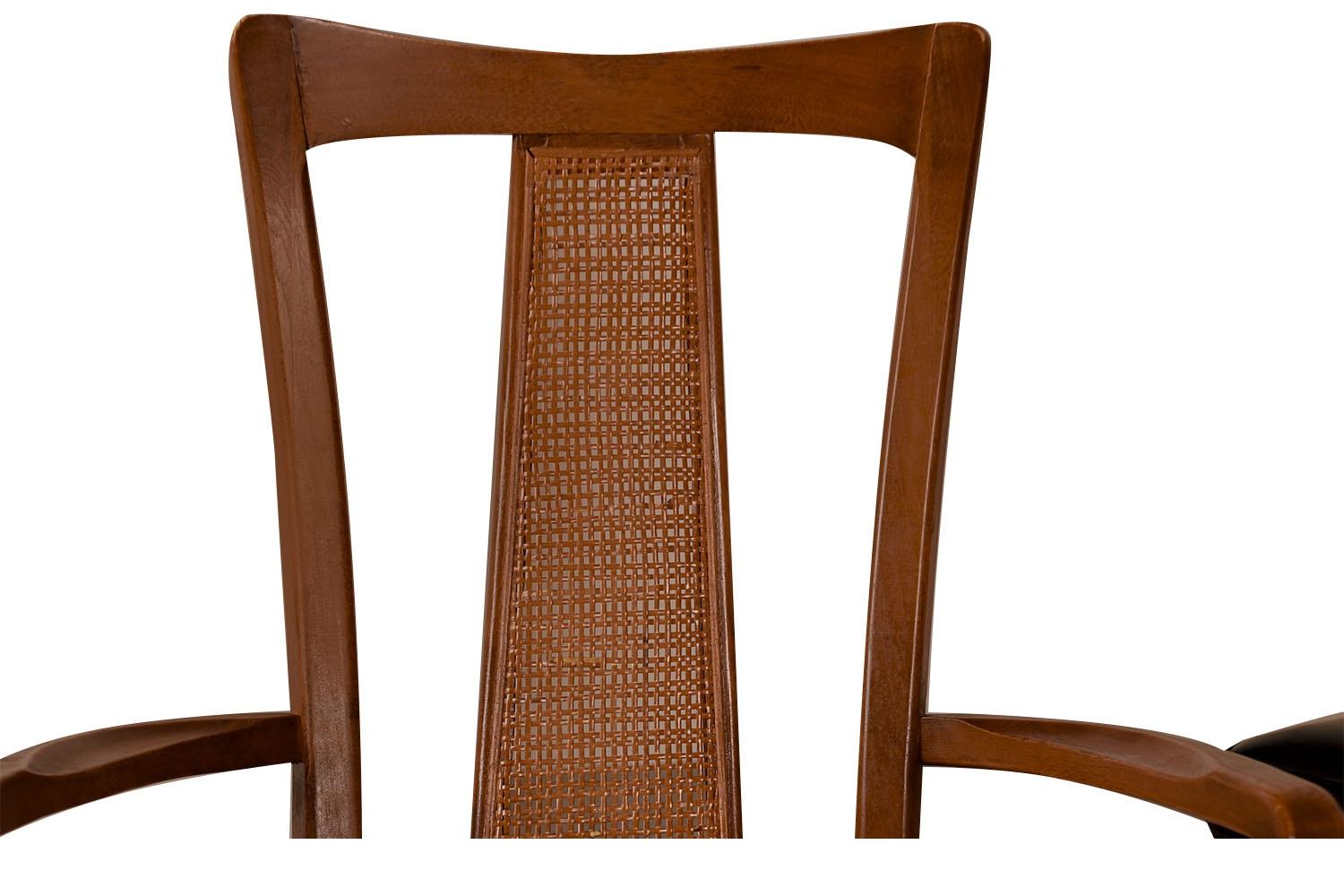 Mid-Century Walnut Cane Back Six Dining Chairs  For Sale 3