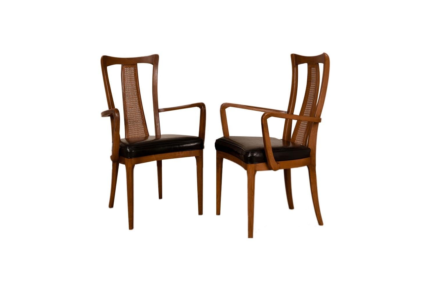 Mid-Century Walnut Cane Back Six Dining Chairs  For Sale 2
