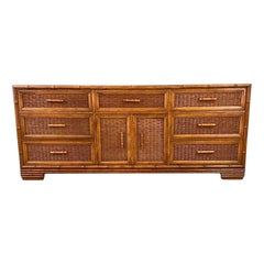 Mid Century Walnut & Cane Dresser by Merton Gershun for American of Martinsville