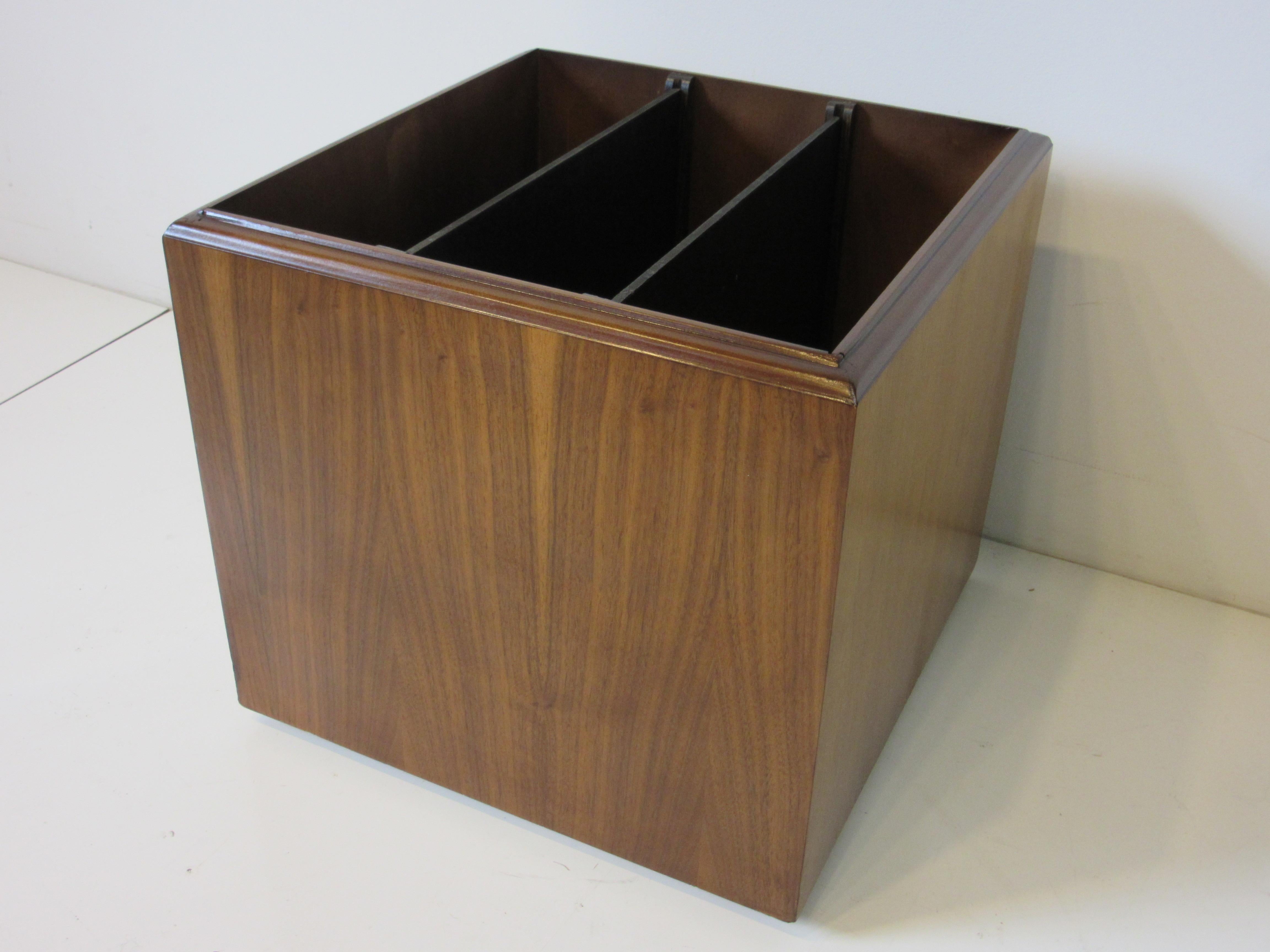Mid-Century Modern Mid Century Walnut Chess Board Record Storage Stool by Lane