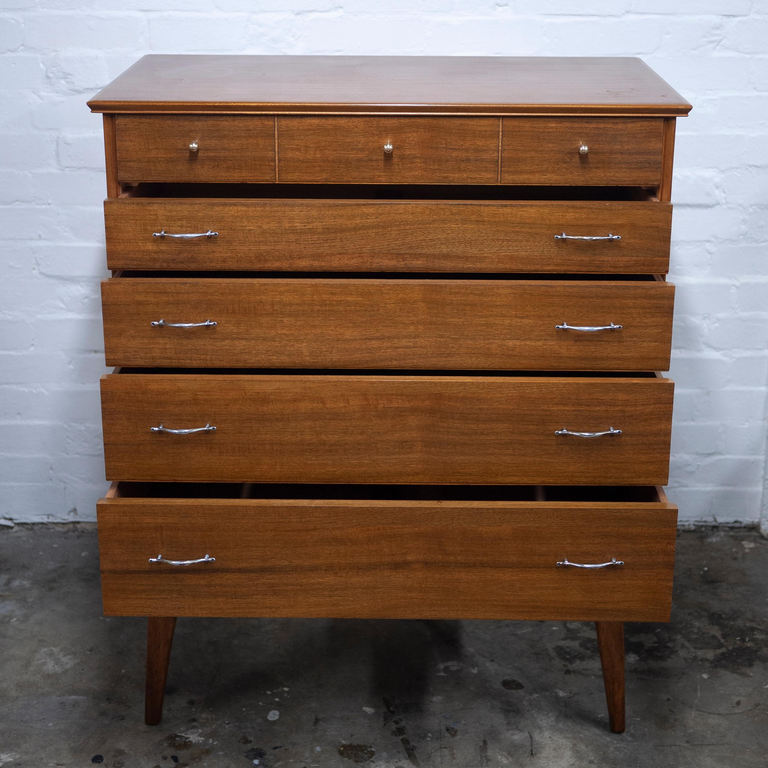 Mid-20th Century Midcentury Walnut Chest of Drawers by Alfred COX, 1960s For Sale