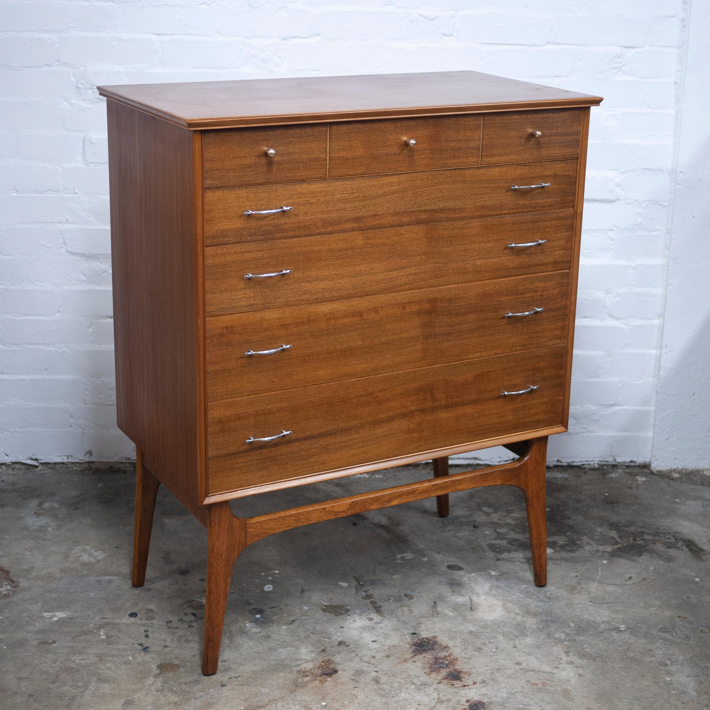 Midcentury Walnut Chest of Drawers by Alfred COX, 1960s For Sale 2