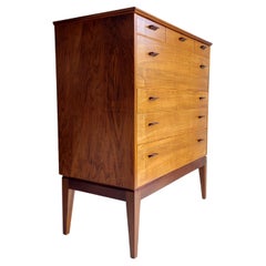 Vintage Mid Century Walnut Chest Of Drawers Tallboy By Alfred Cox, 1960s