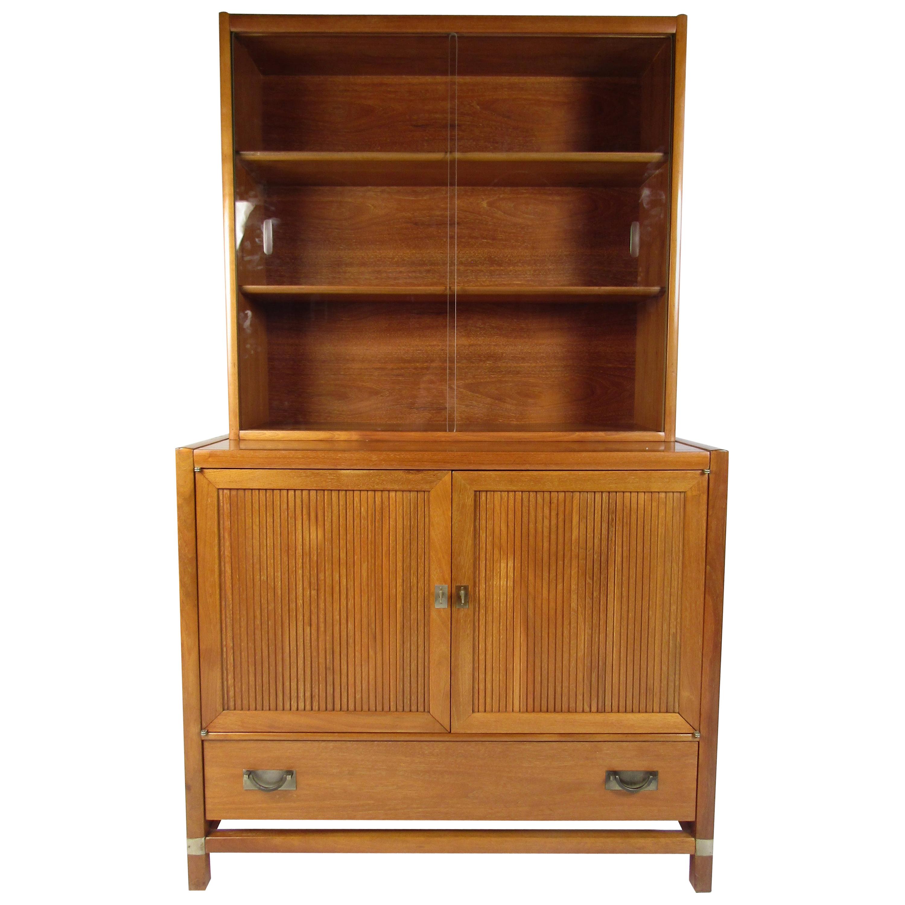 Midcentury Walnut China Cabinet by Hickory Manufacturing For Sale