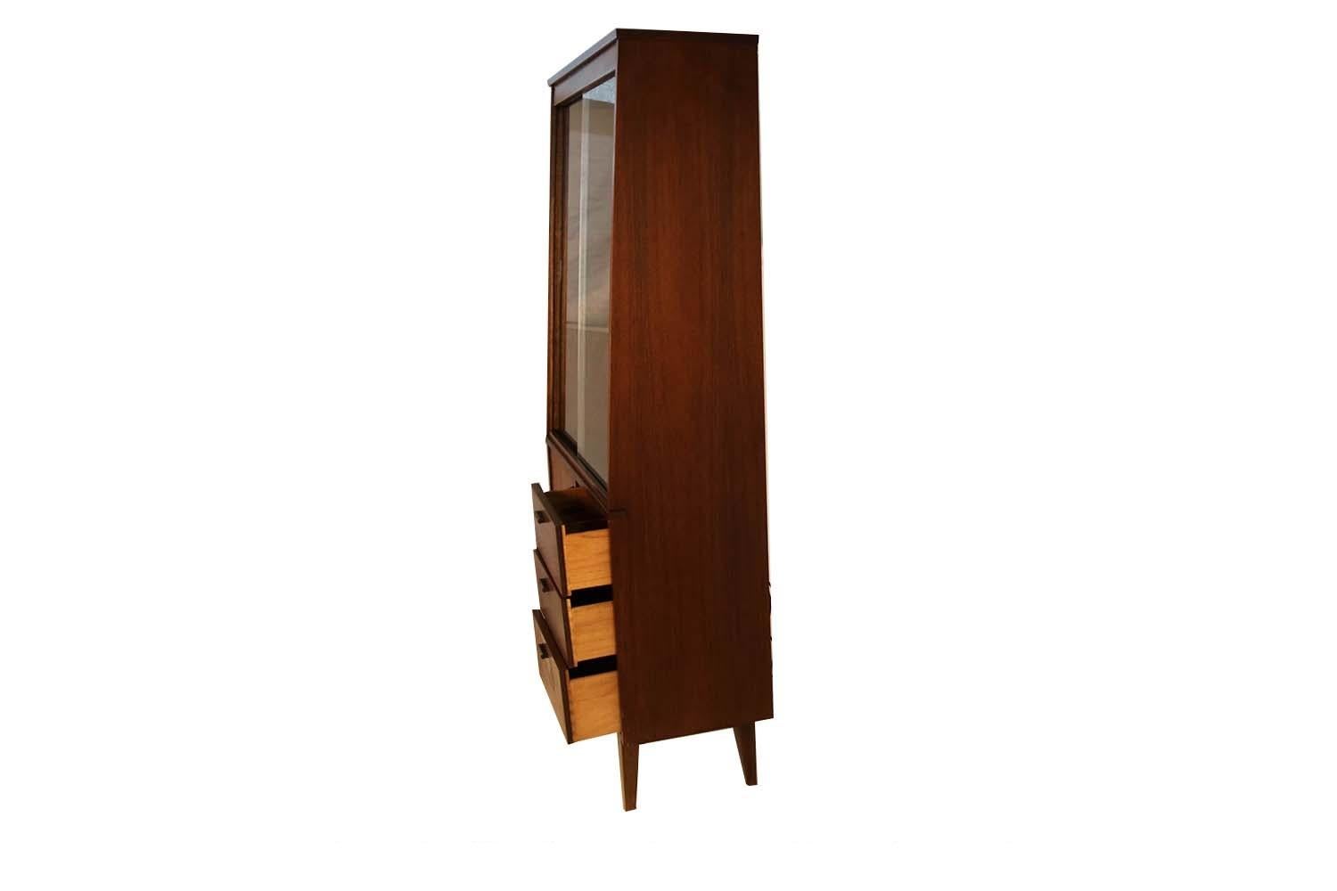 American Midcentury Walnut China Cabinet