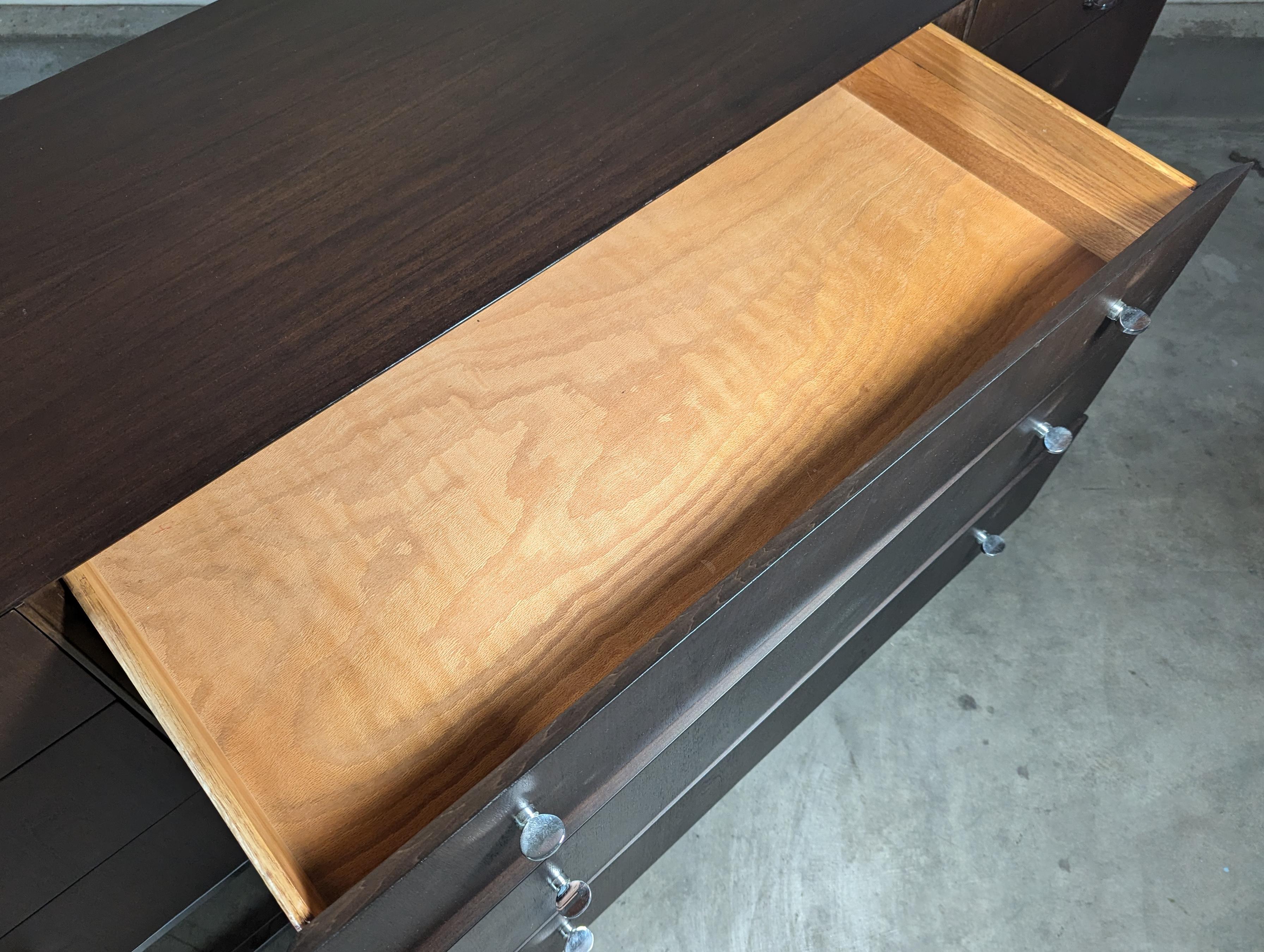 Mid Century Walnut & Chrome 10-Drawer Dresser/Sideboard by Kipp Stewart, c1960s 4