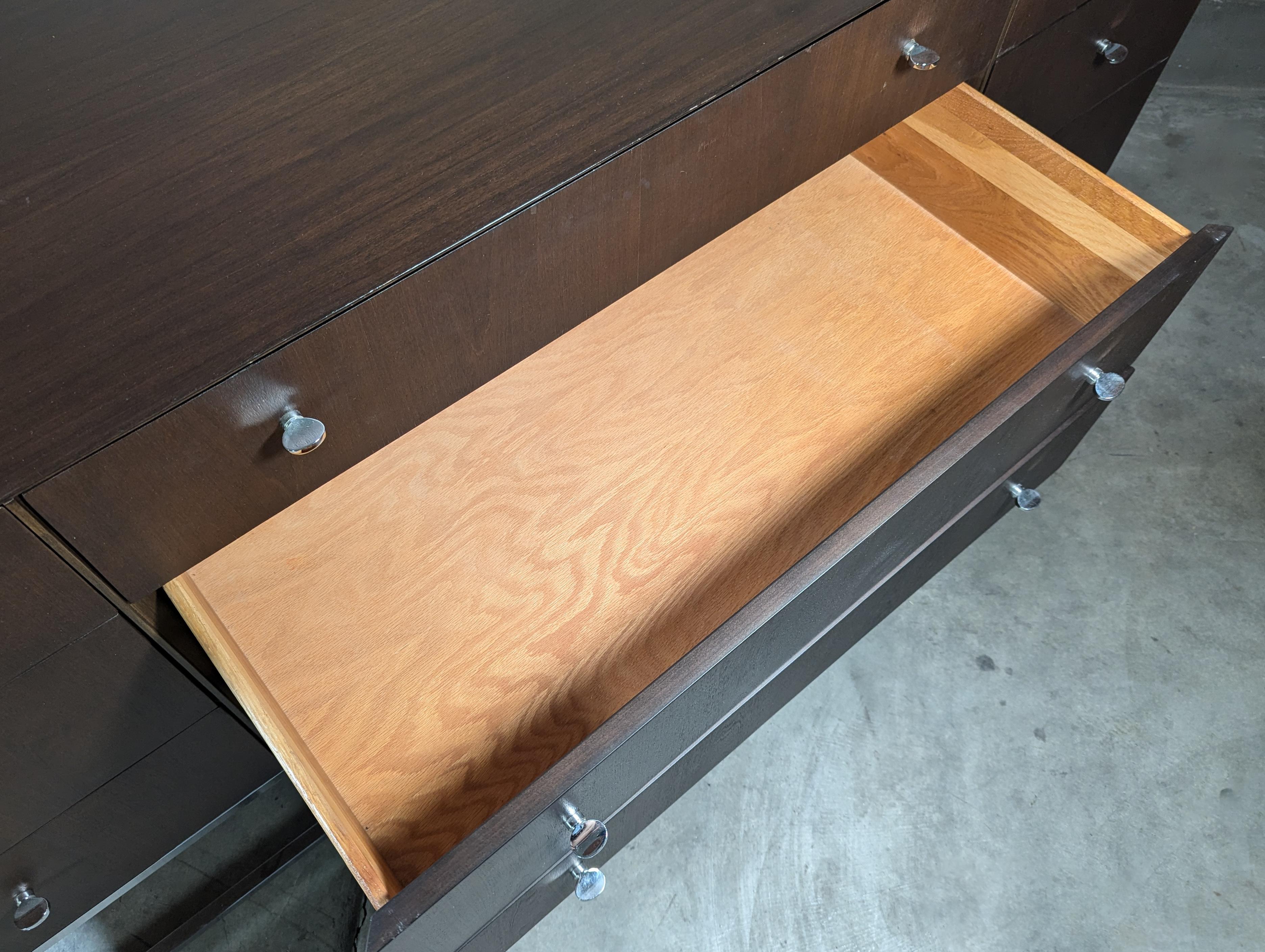 Mid Century Walnut & Chrome 10-Drawer Dresser/Sideboard by Kipp Stewart, c1960s 5