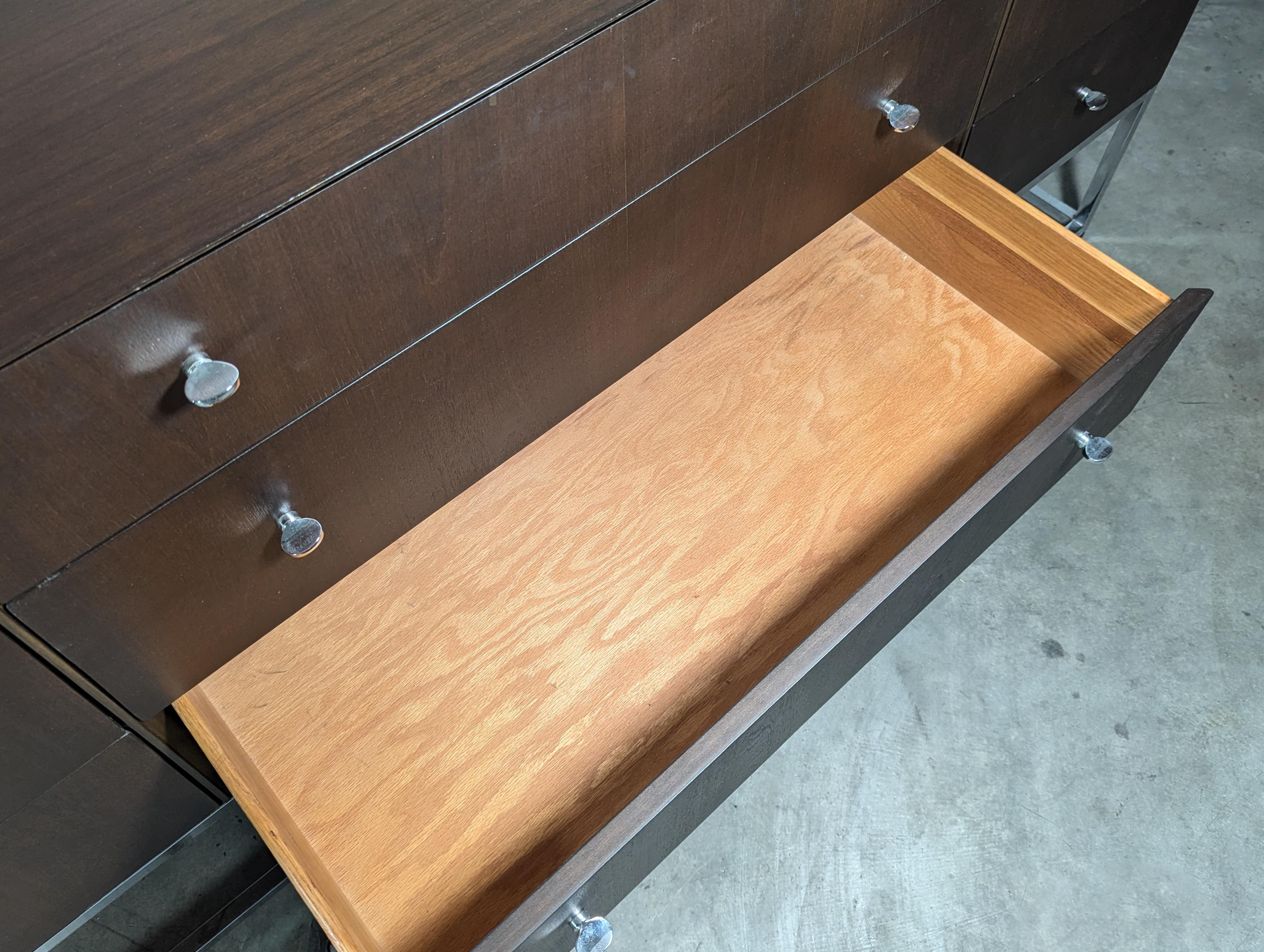 Mid Century Walnut & Chrome 10-Drawer Dresser/Sideboard by Kipp Stewart, c1960s 6