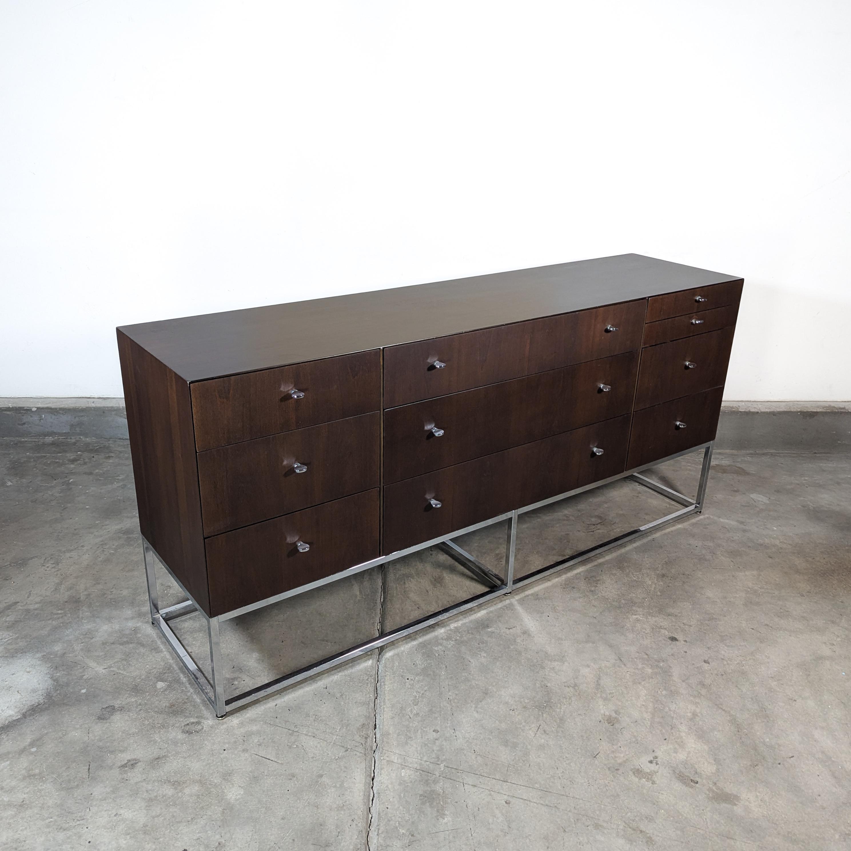 Mid-Century Modern Mid Century Walnut & Chrome 10-Drawer Dresser/Sideboard by Kipp Stewart, c1960s