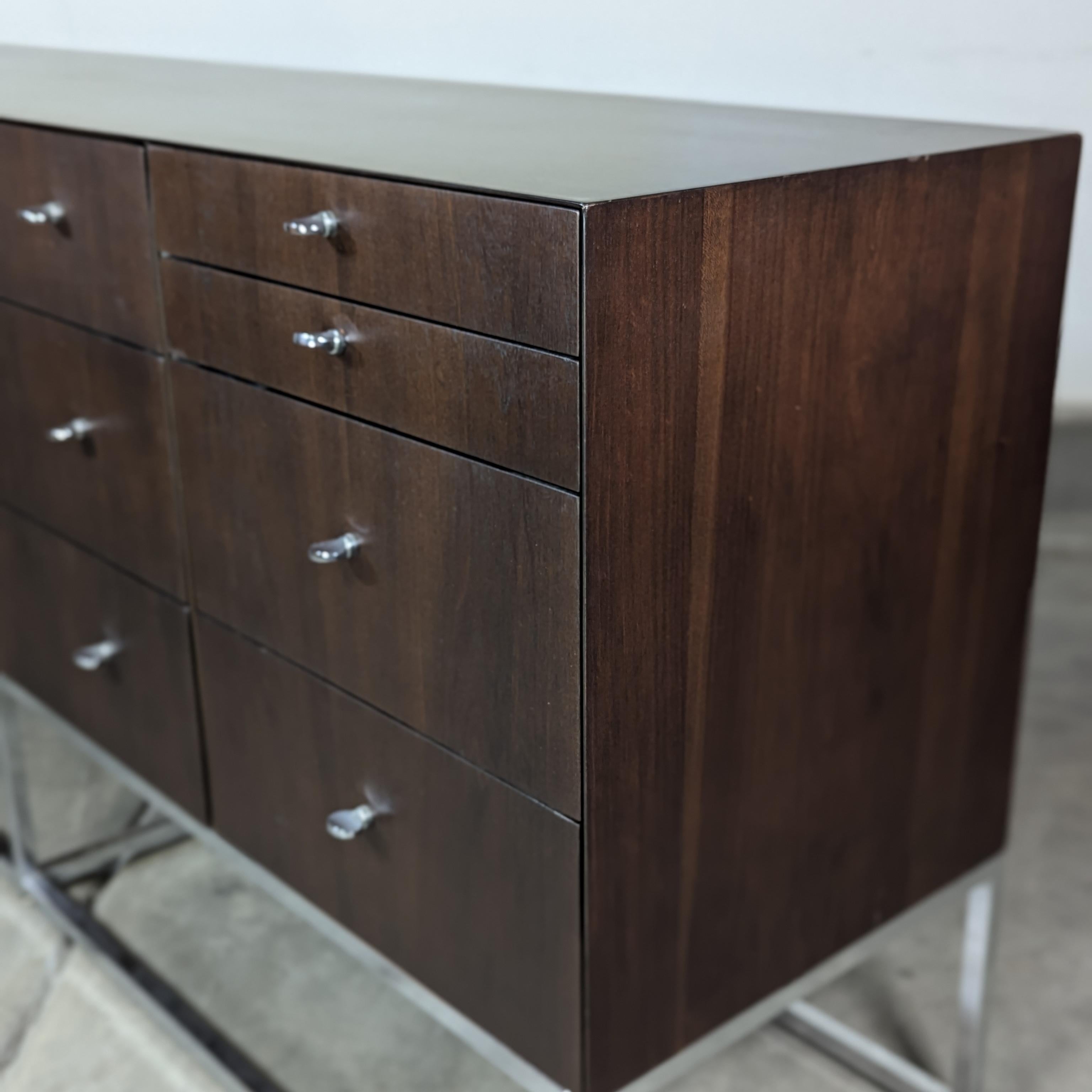 Mid-20th Century Mid Century Walnut & Chrome 10-Drawer Dresser/Sideboard by Kipp Stewart, c1960s