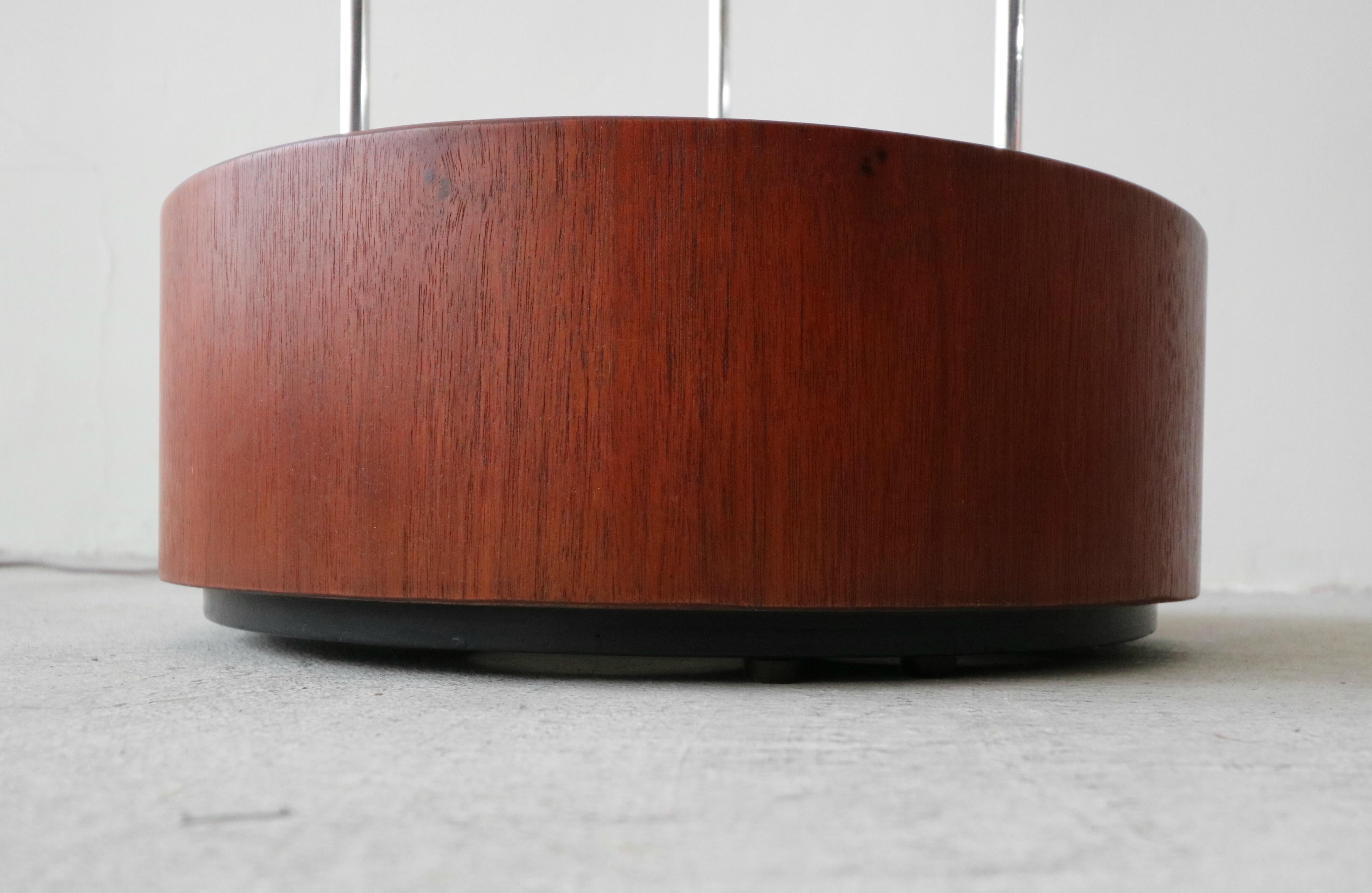 20th Century Mid-Century Walnut and Chrome Drum Table Floor Lamp