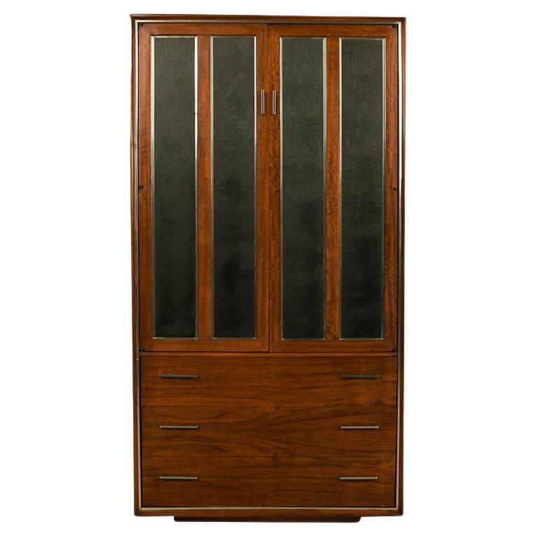 Mid-Century Walnuss Chrom Lane's HighBoy Kleiderschrank Kommode im Angebot