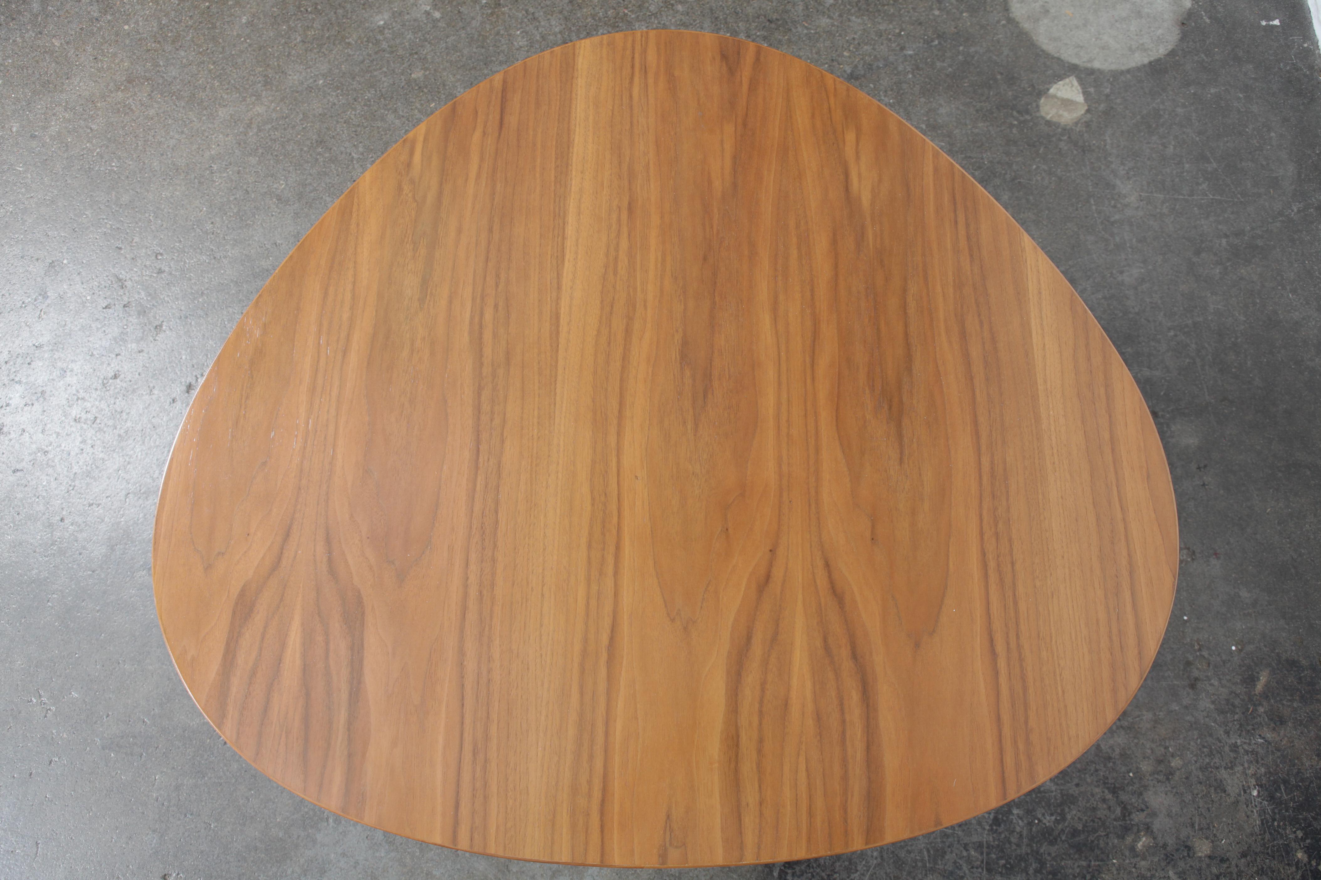 Mid-20th Century Midcentury Walnut Coffee Table with Organic Rounded Top and Leaf Style Legs