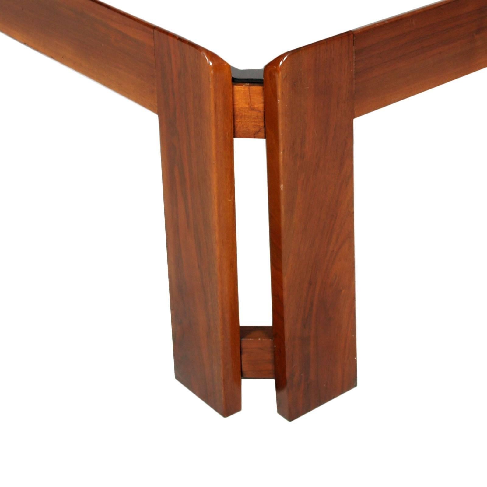 Mid-Century Modern Plateau de table basse postmoderne en noyer Cristal Fum, Afra & Tobia Scarpa pour Cassina en vente